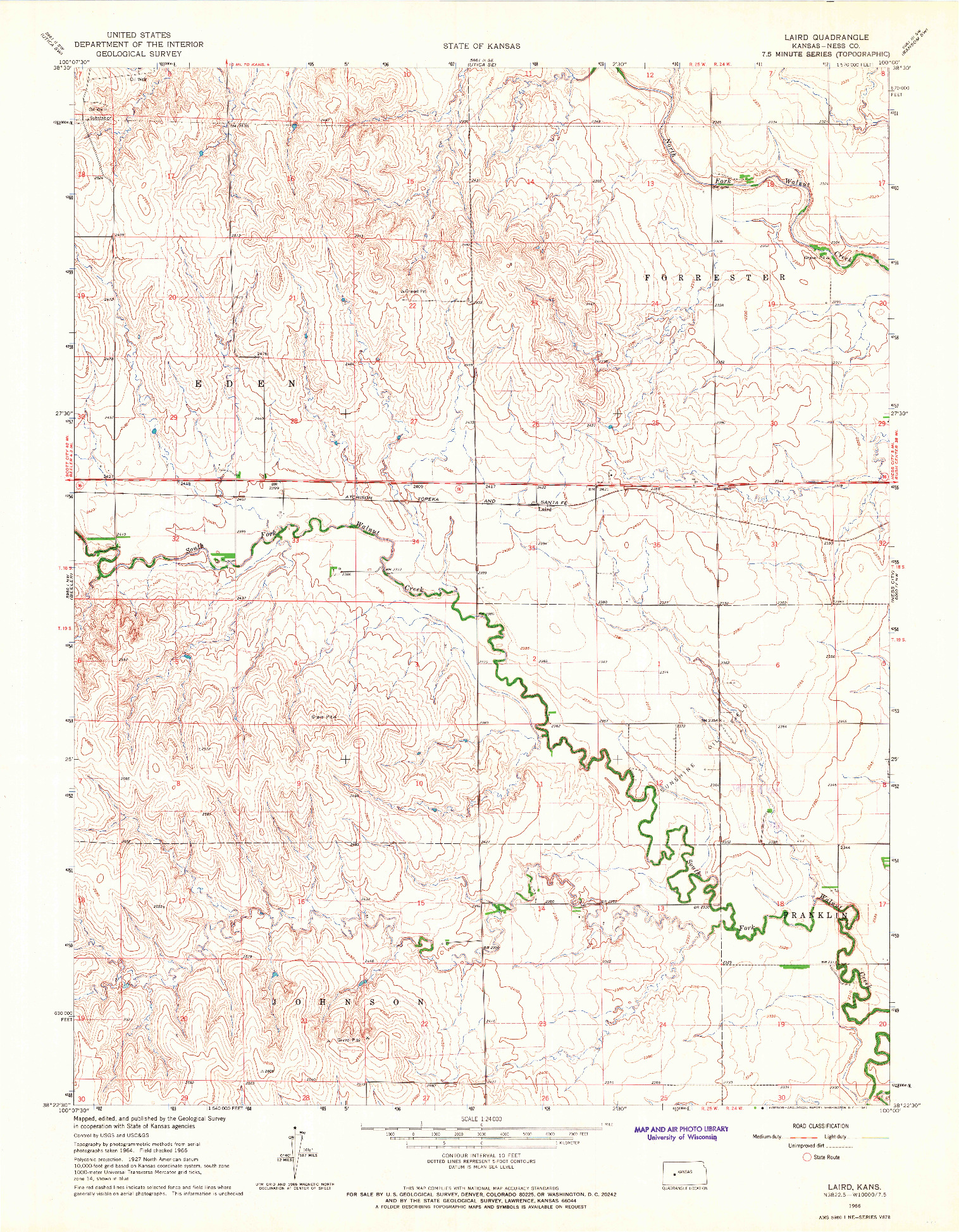 USGS 1:24000-SCALE QUADRANGLE FOR LAIRD, KS 1966