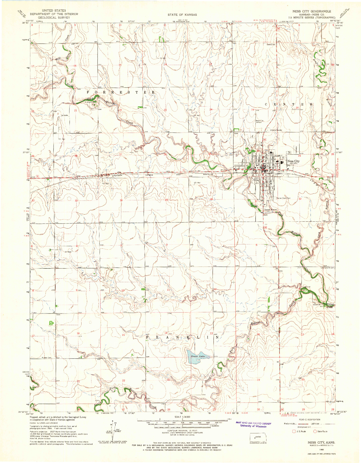 USGS 1:24000-SCALE QUADRANGLE FOR NESS CITY, KS 1966