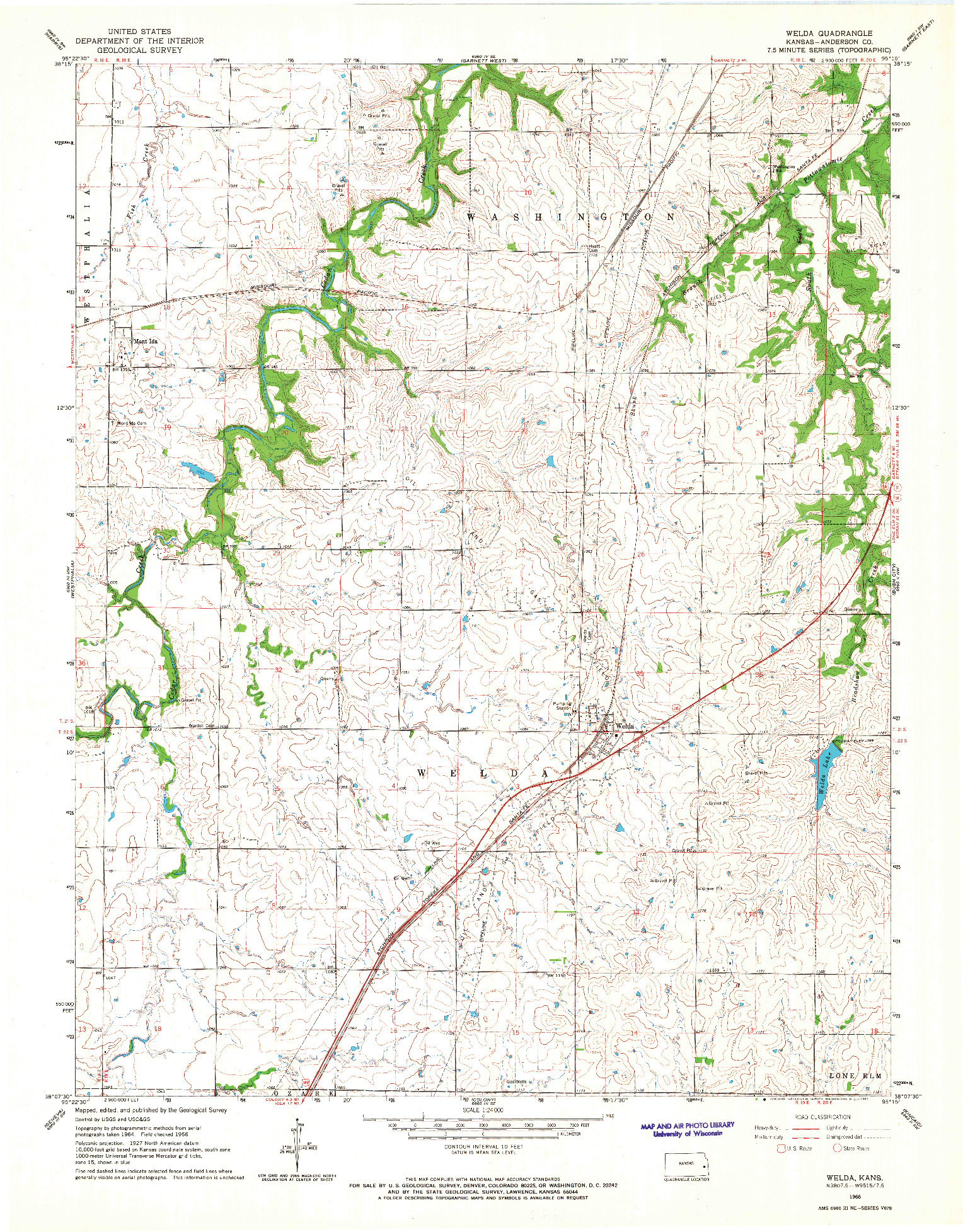 USGS 1:24000-SCALE QUADRANGLE FOR WELDA, KS 1966