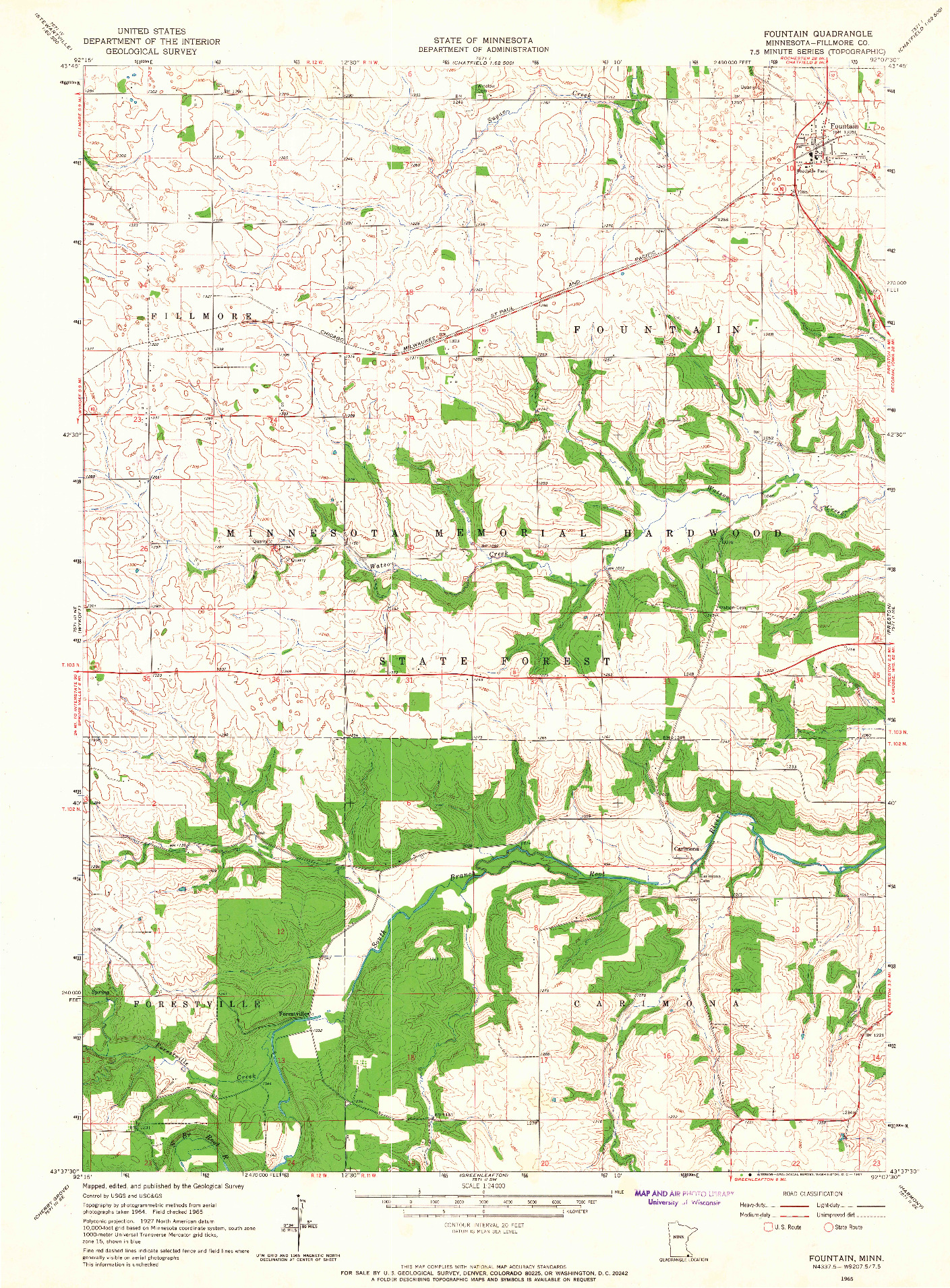 USGS 1:24000-SCALE QUADRANGLE FOR FOUNTAIN, MN 1965