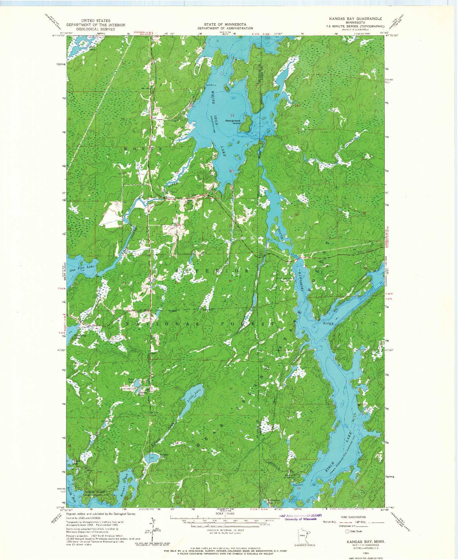 USGS 1:24000-SCALE QUADRANGLE FOR KANGAS BAY, MN 1965