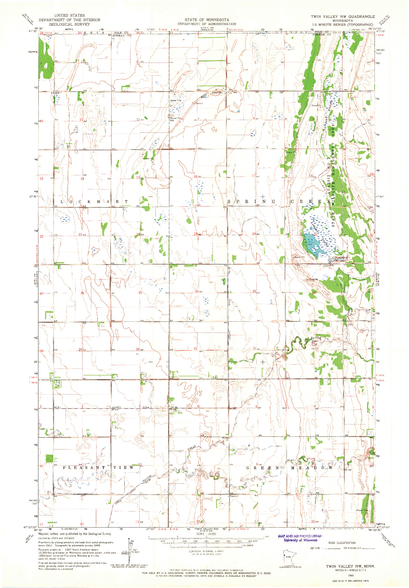 USGS 1:24000-SCALE QUADRANGLE FOR TWIN VALLEY NW, MN 1965