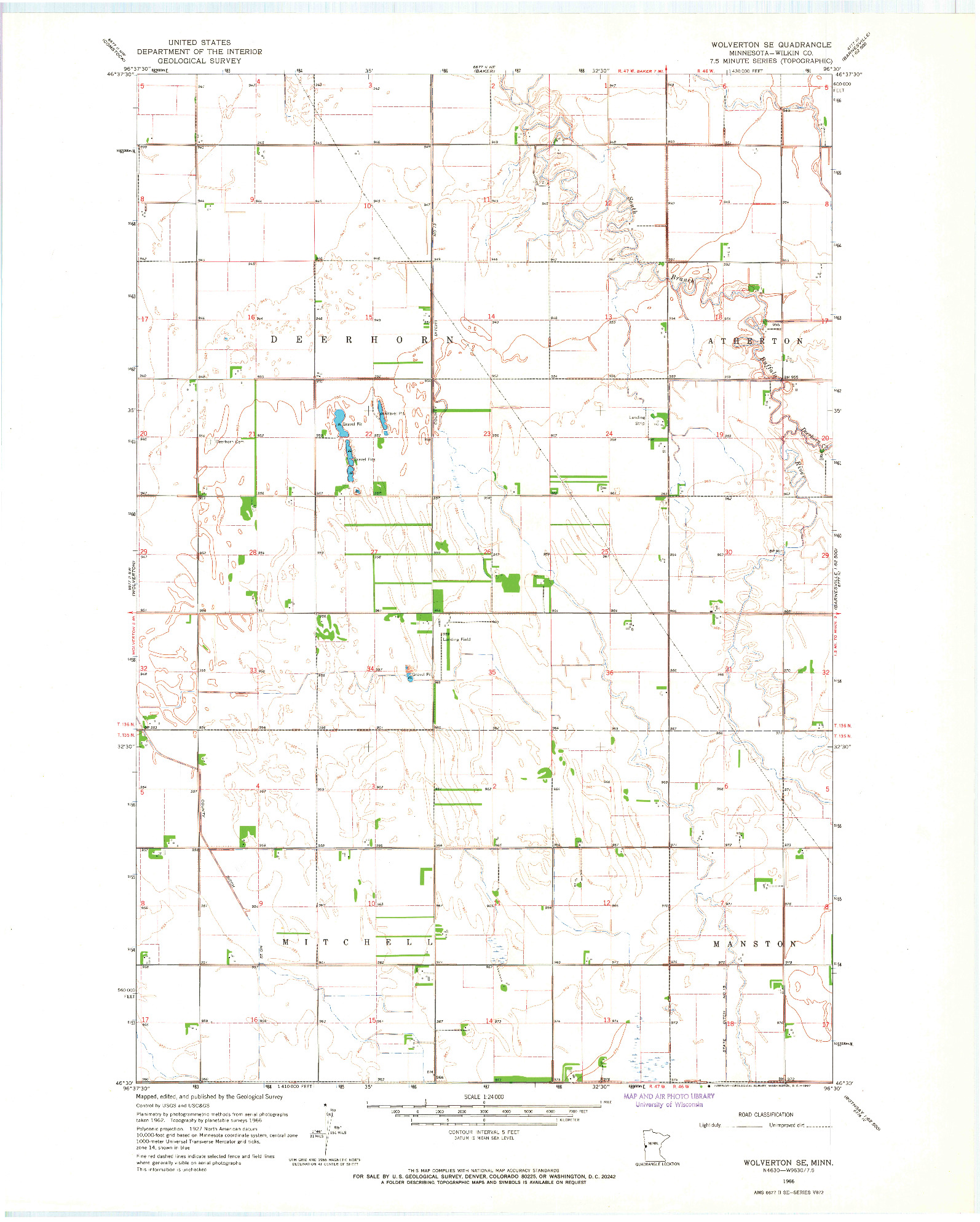 USGS 1:24000-SCALE QUADRANGLE FOR WOLVERTON SE, MN 1966