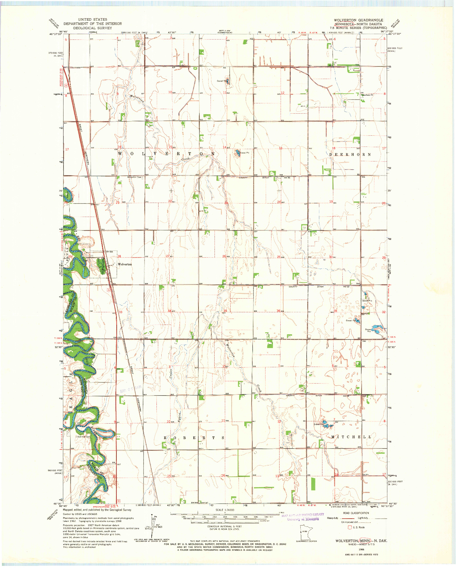 USGS 1:24000-SCALE QUADRANGLE FOR WOLVERTON, MN 1966