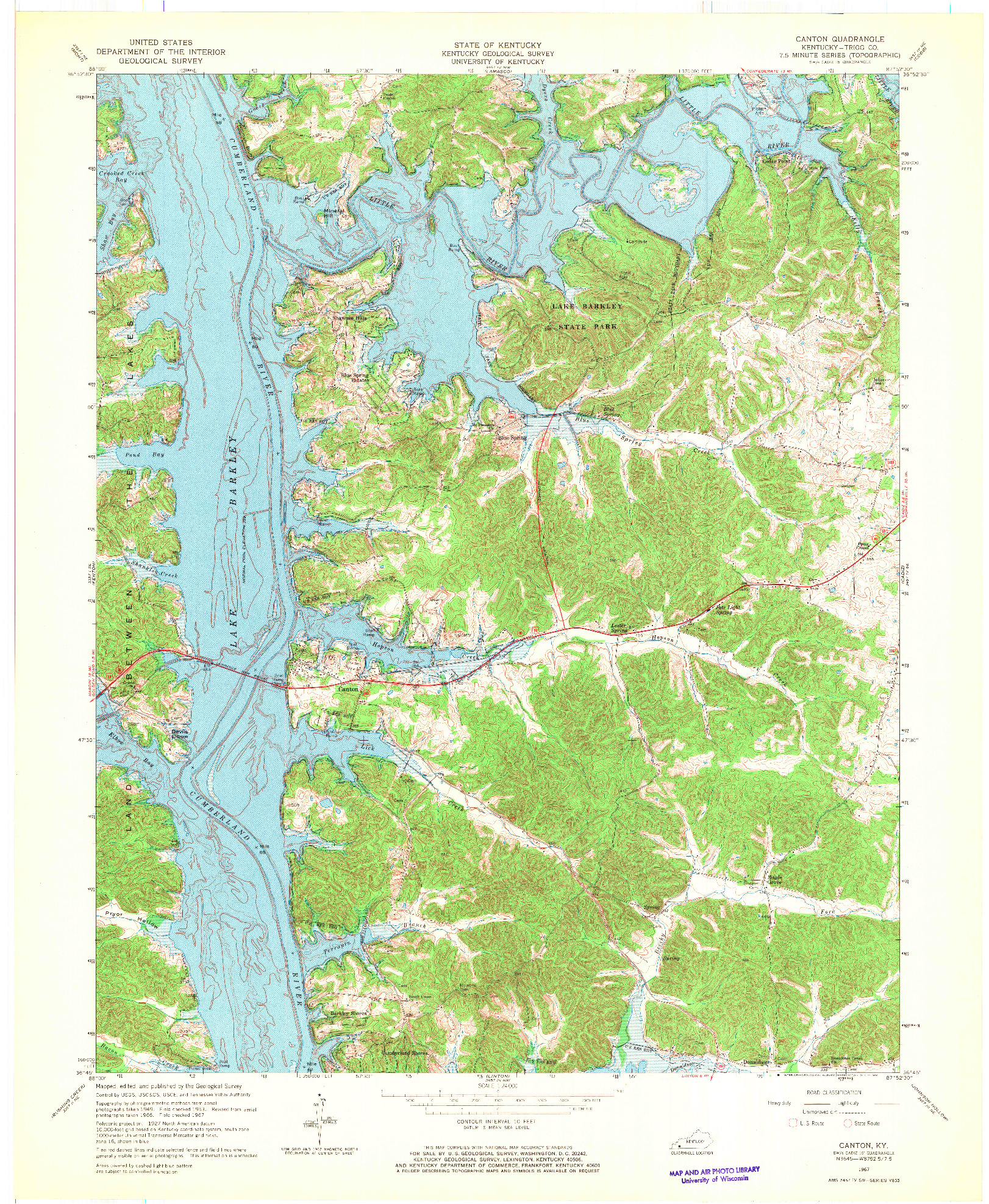 USGS 1:24000-SCALE QUADRANGLE FOR CANTON, KY 1967