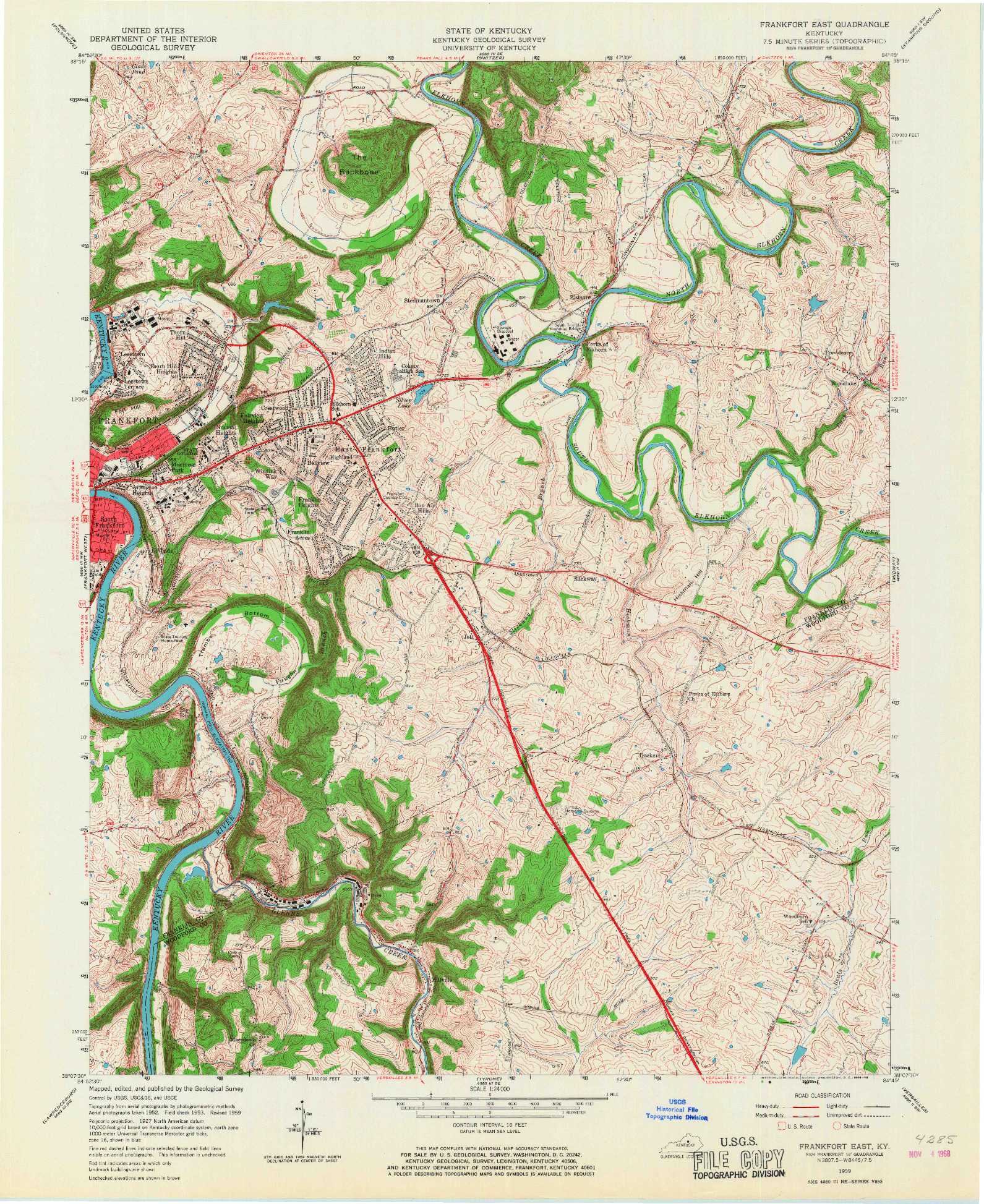 USGS 1:24000-SCALE QUADRANGLE FOR FRANKFORT EAST, KY 1959