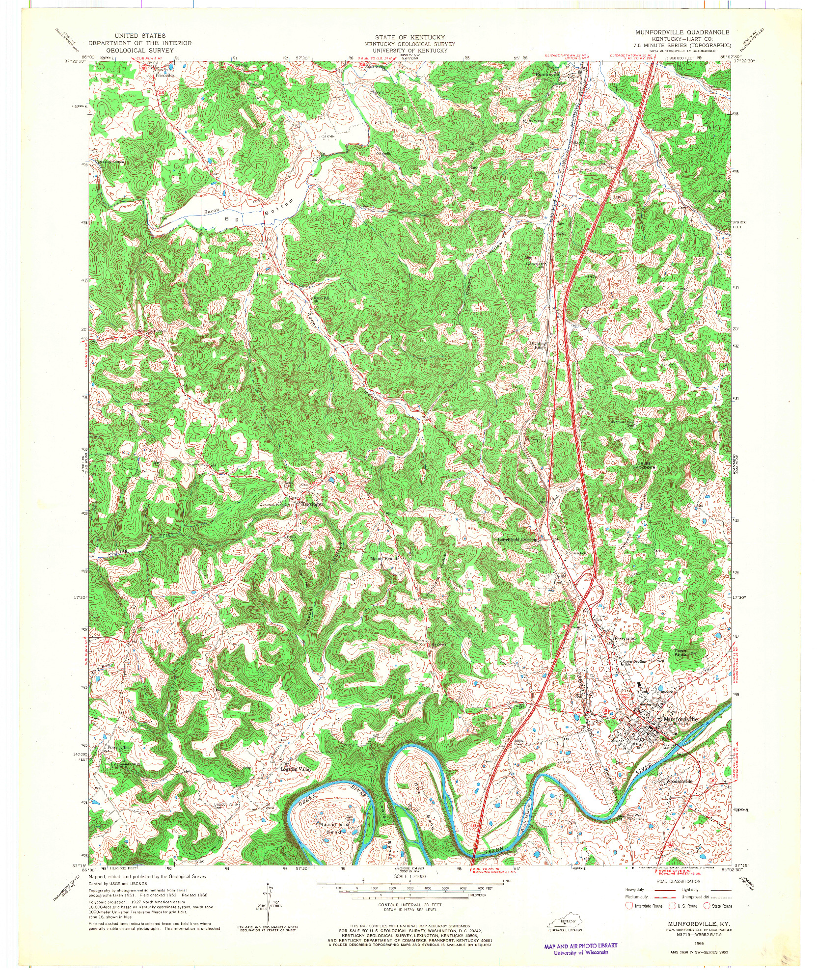 USGS 1:24000-SCALE QUADRANGLE FOR MUNFORDVILLE, KY 1966