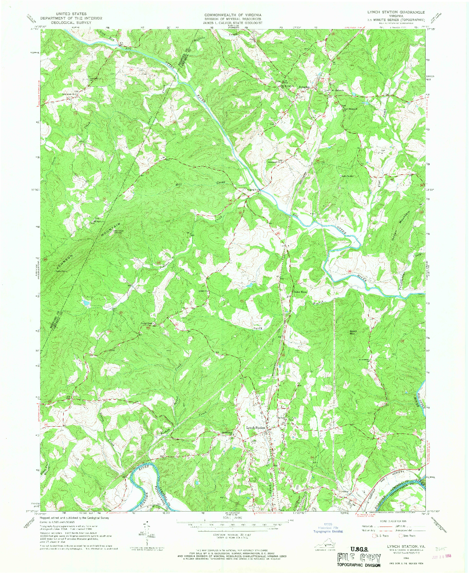 USGS 1:24000-SCALE QUADRANGLE FOR LYNCH STATION, VA 1966