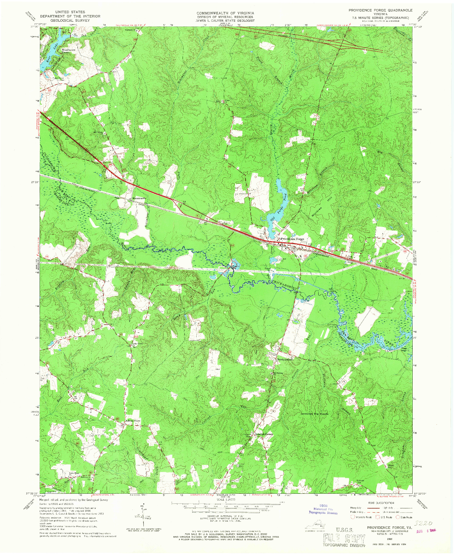 USGS 1:24000-SCALE QUADRANGLE FOR PROVIDENCE FORGE, VA 1966