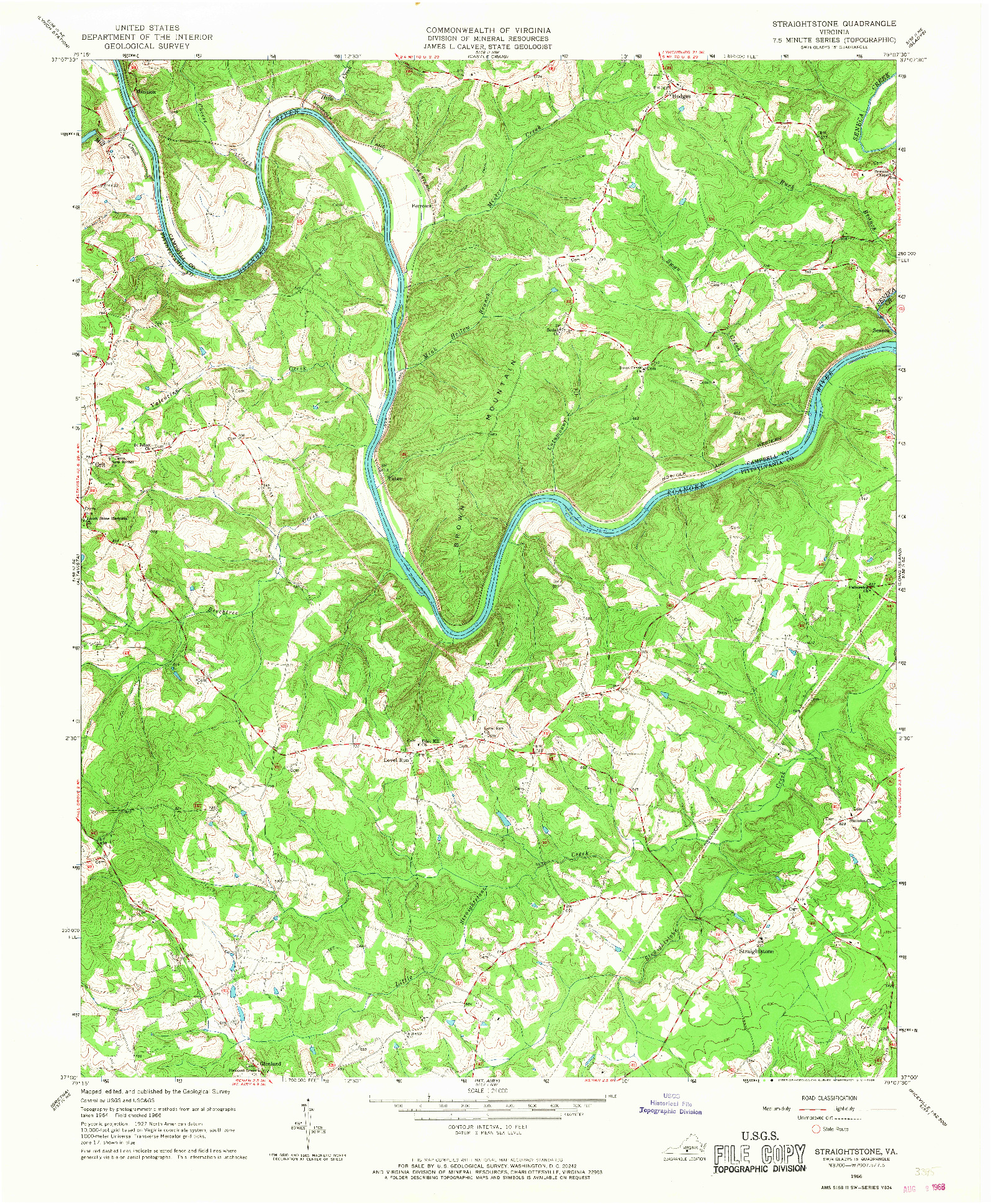 USGS 1:24000-SCALE QUADRANGLE FOR STRAIGHTSTONE, VA 1966