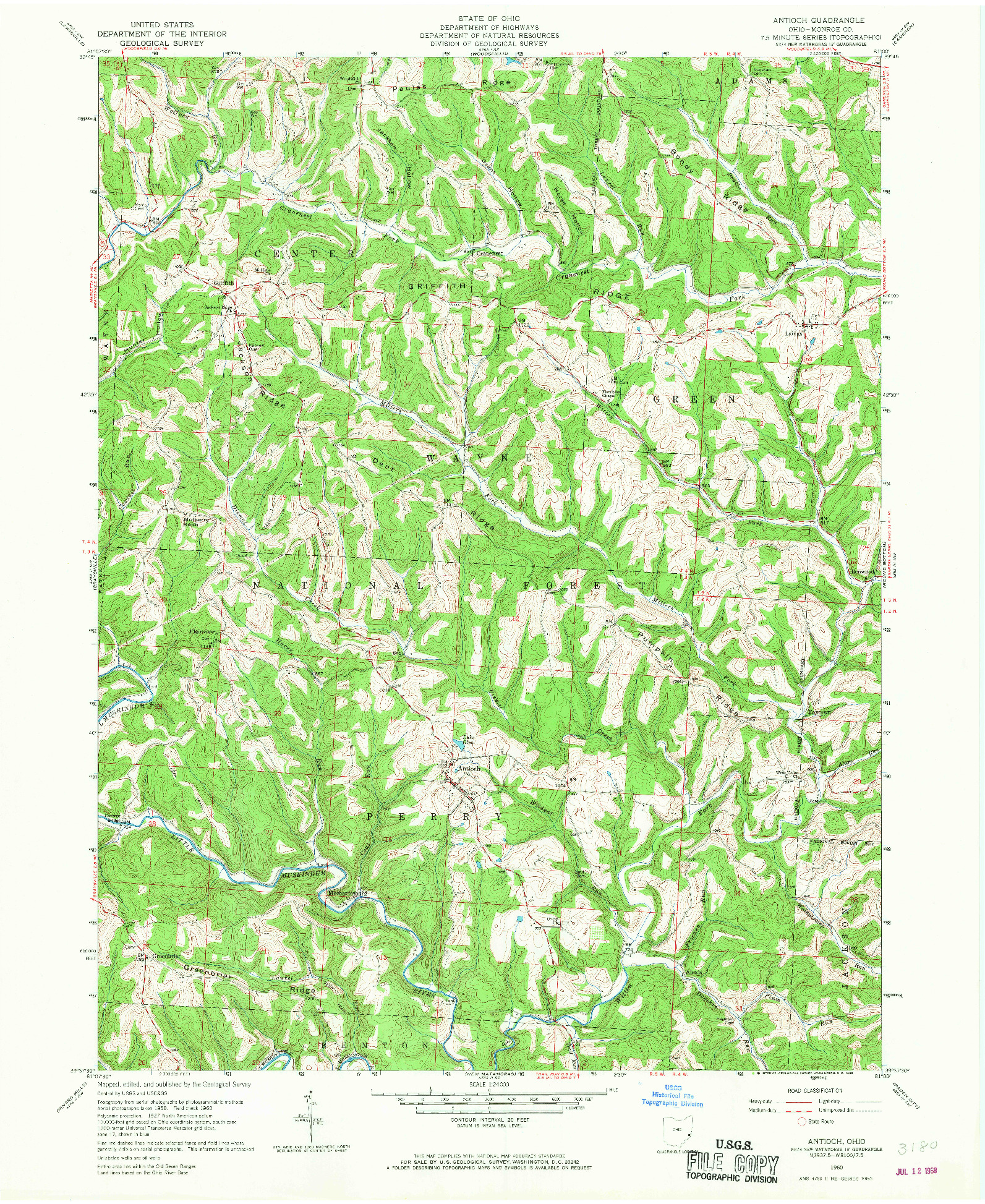 USGS 1:24000-SCALE QUADRANGLE FOR ANTIOCH, OH 1960