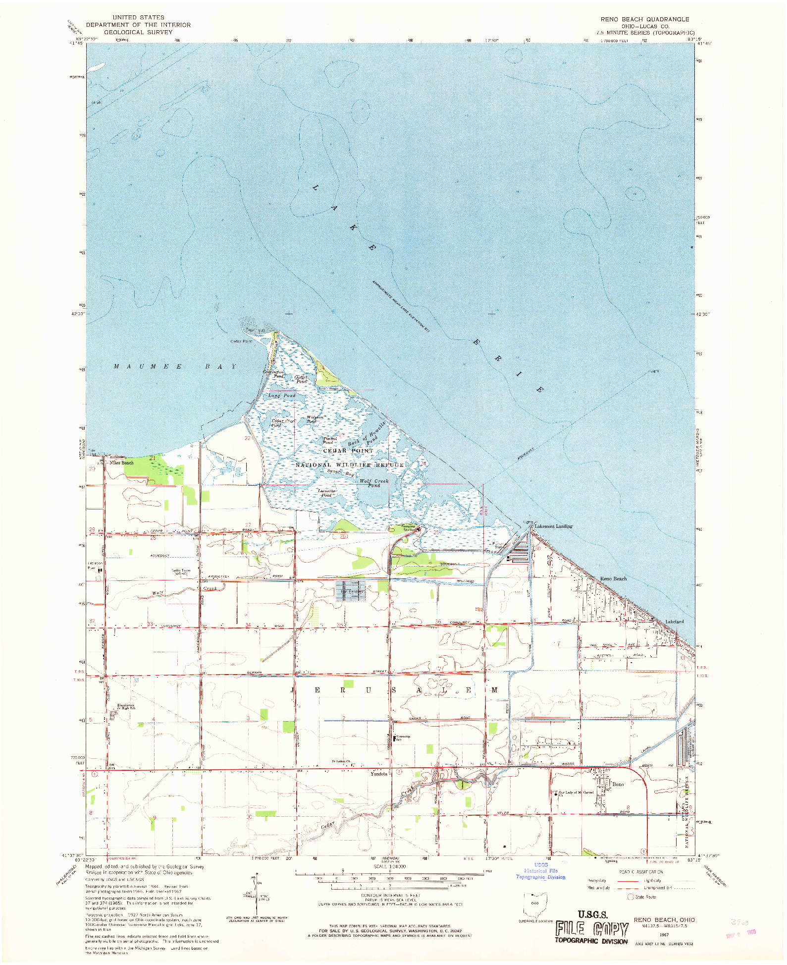 USGS 1:24000-SCALE QUADRANGLE FOR RENO BEACH, OH 1967