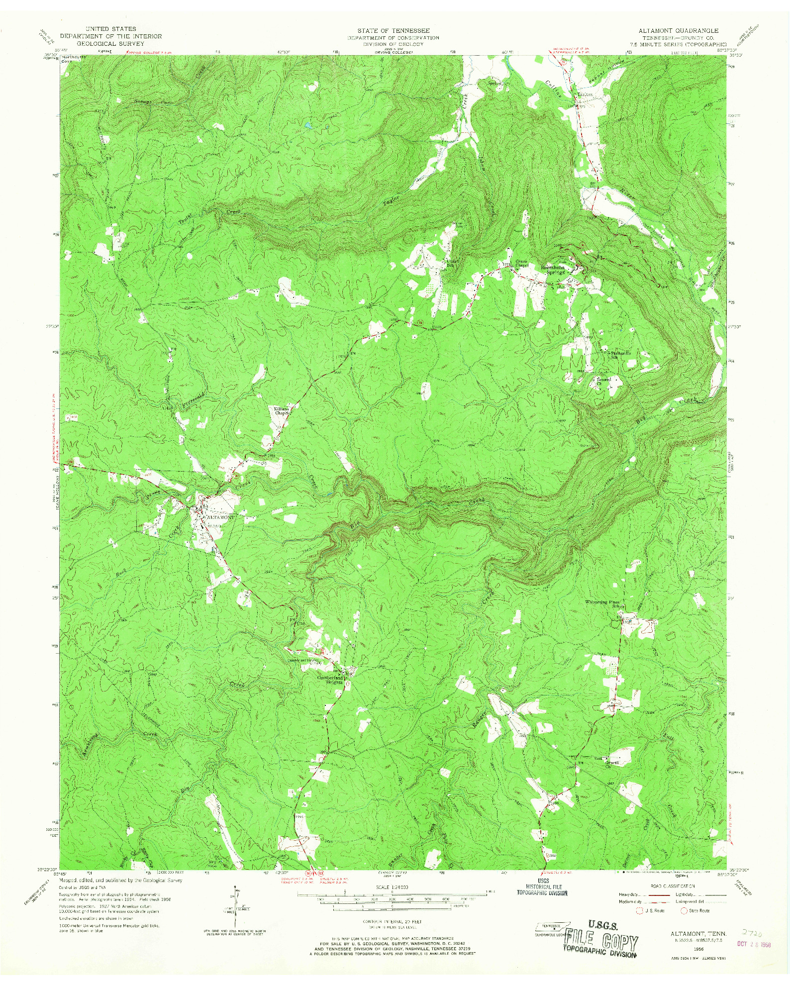 USGS 1:24000-SCALE QUADRANGLE FOR ALTAMONT, TN 1956