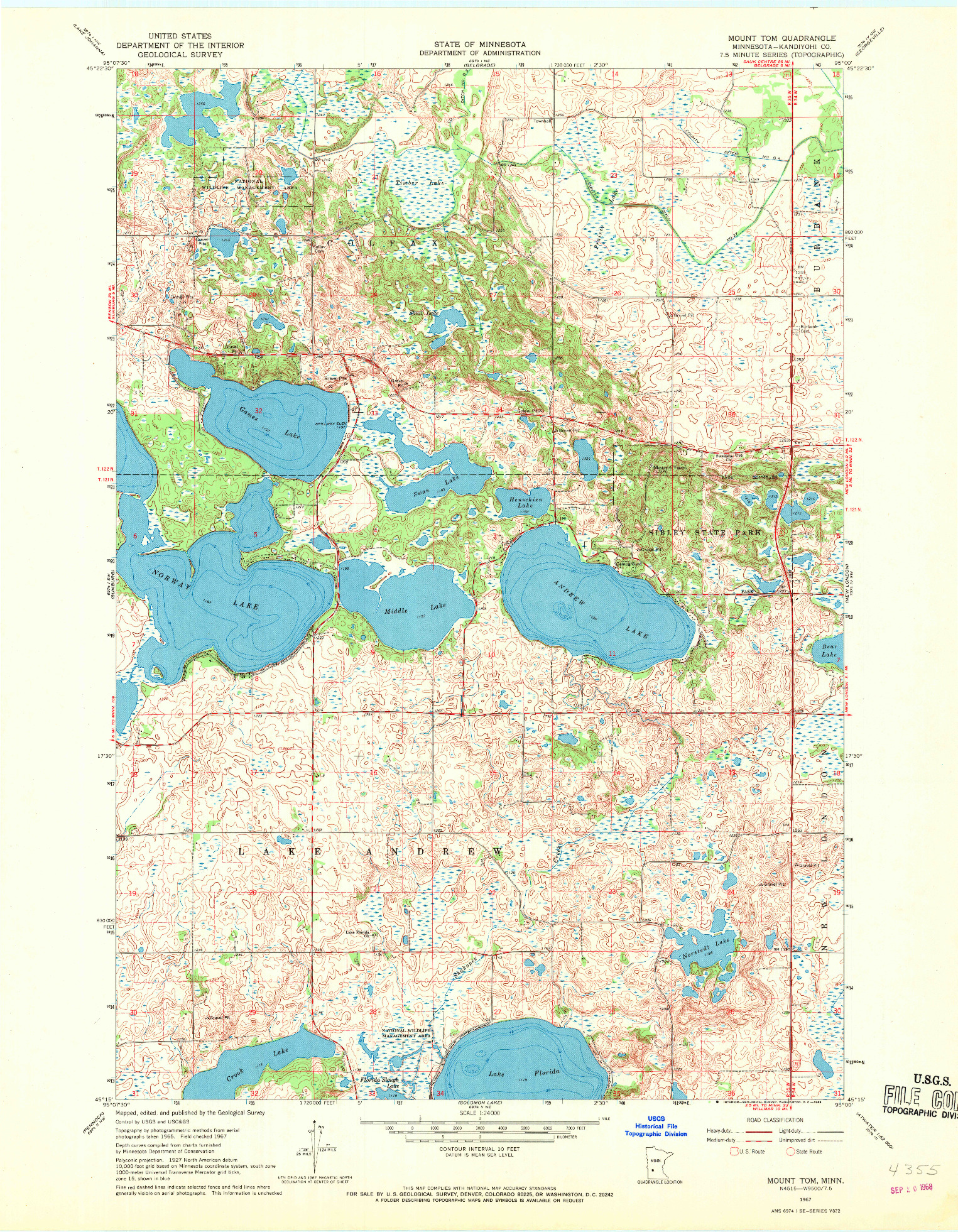 USGS 1:24000-SCALE QUADRANGLE FOR MOUNT TOM, MN 1967