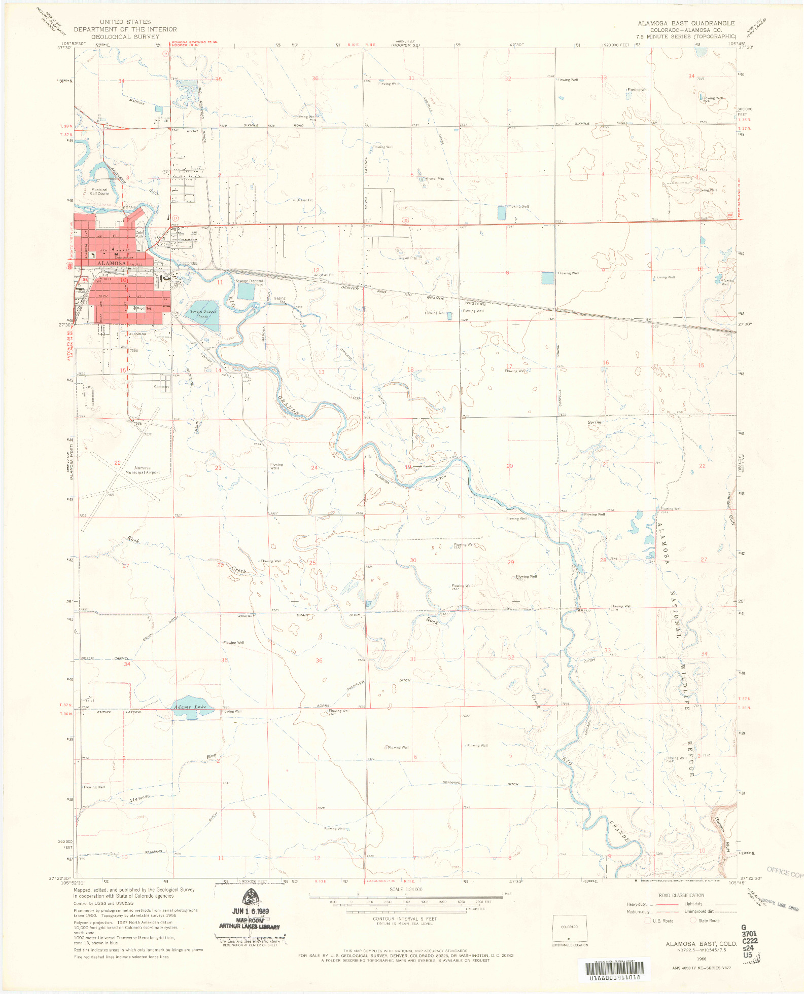 USGS 1:24000-SCALE QUADRANGLE FOR ALAMOSA EAST, CO 1966