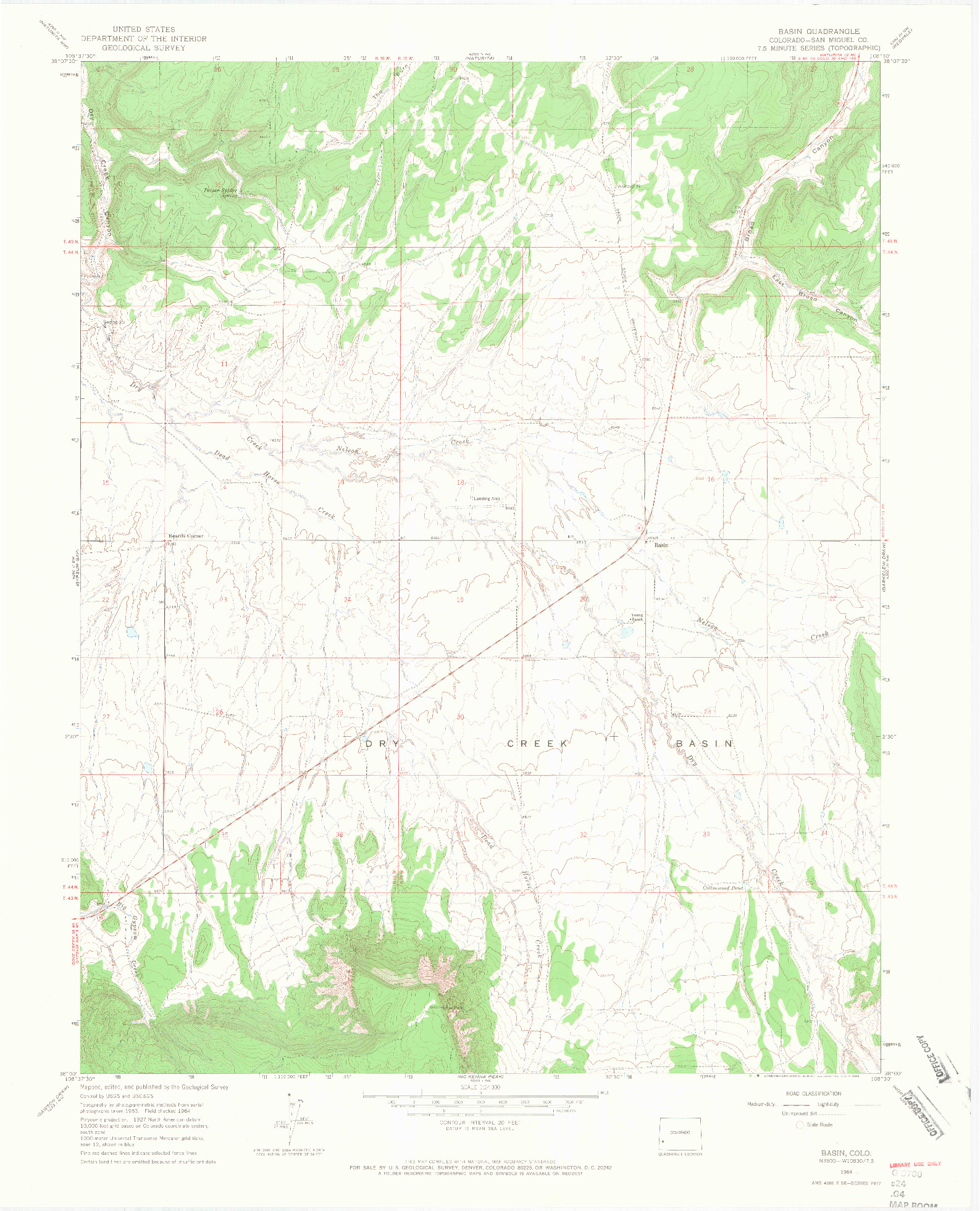 USGS 1:24000-SCALE QUADRANGLE FOR BASIN, CO 1964