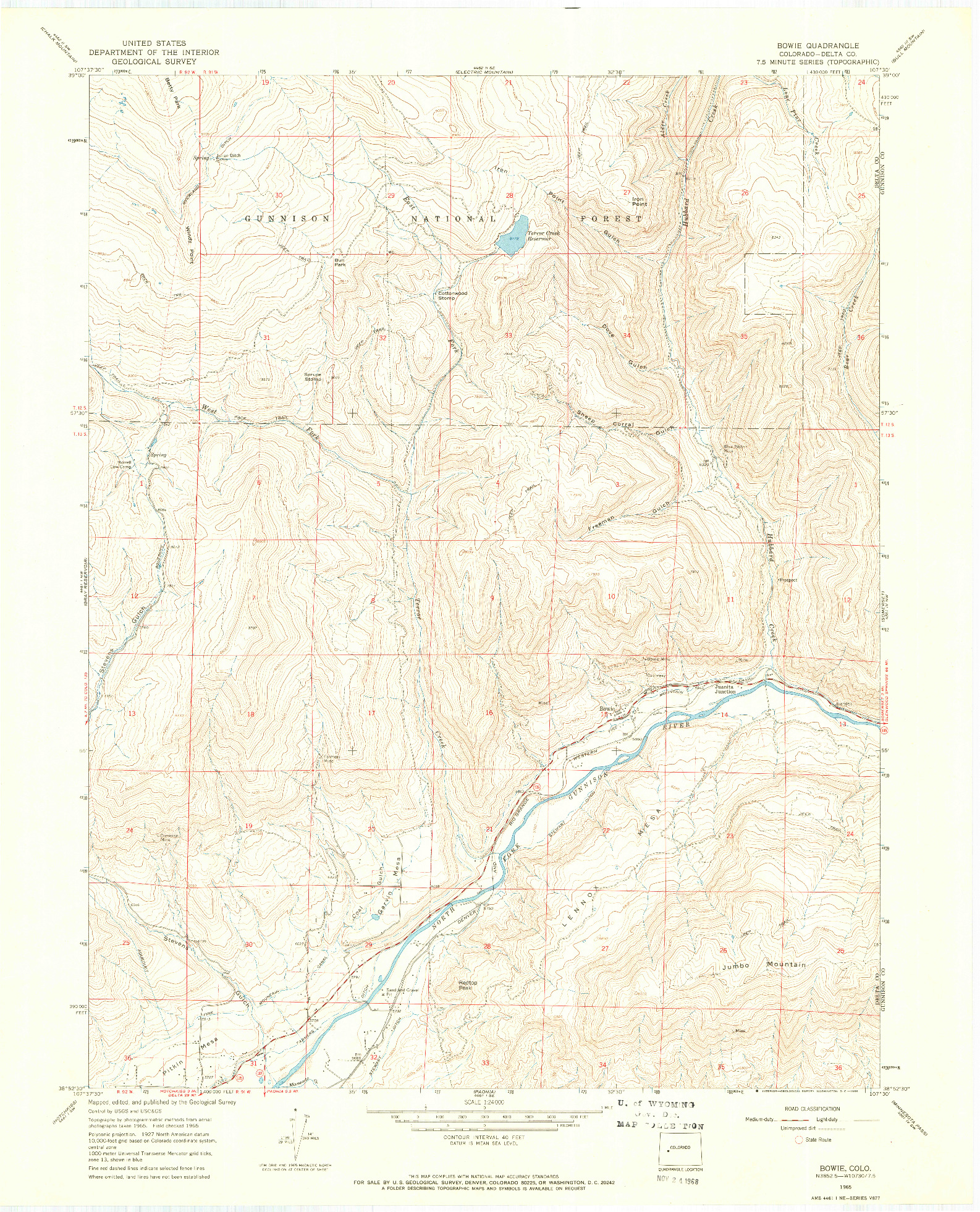 USGS 1:24000-SCALE QUADRANGLE FOR BOWIE, CO 1965