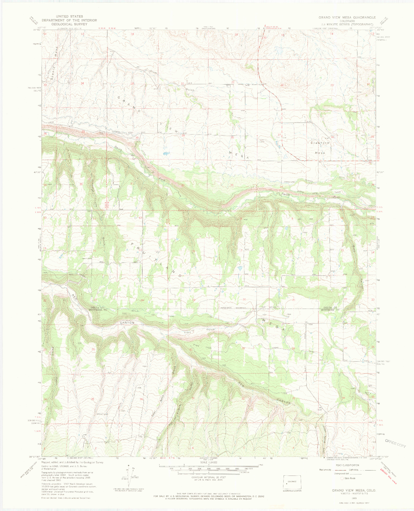 USGS 1:24000-SCALE QUADRANGLE FOR GRAND VIEW MESA, CO 1965