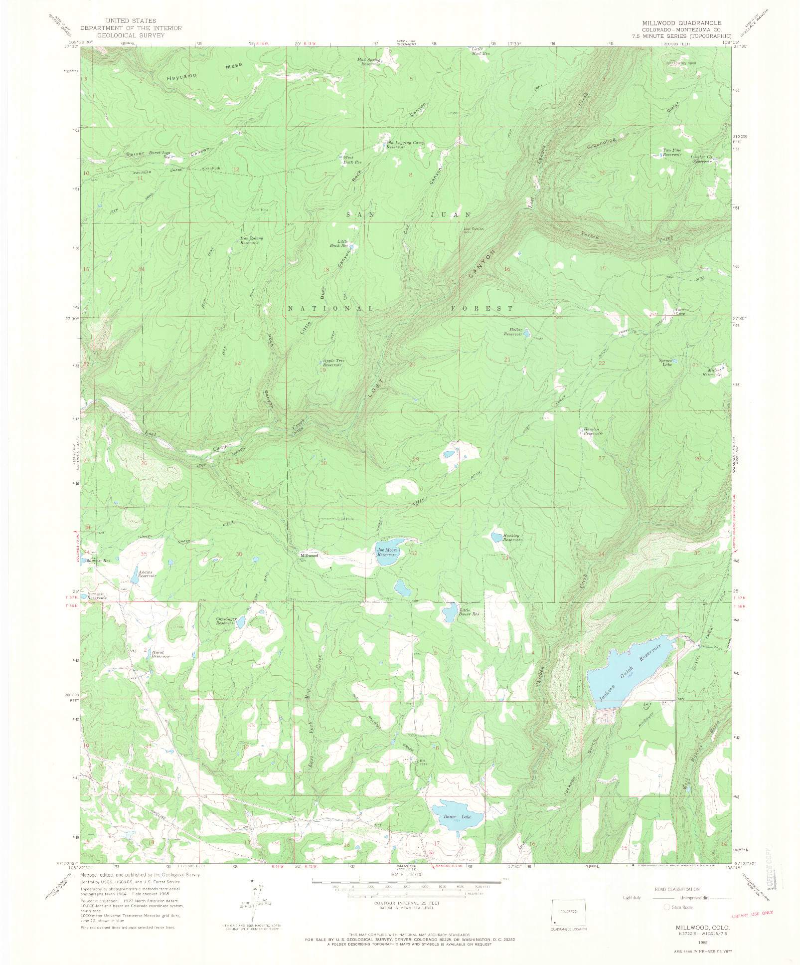 USGS 1:24000-SCALE QUADRANGLE FOR MILLWOOD, CO 1965