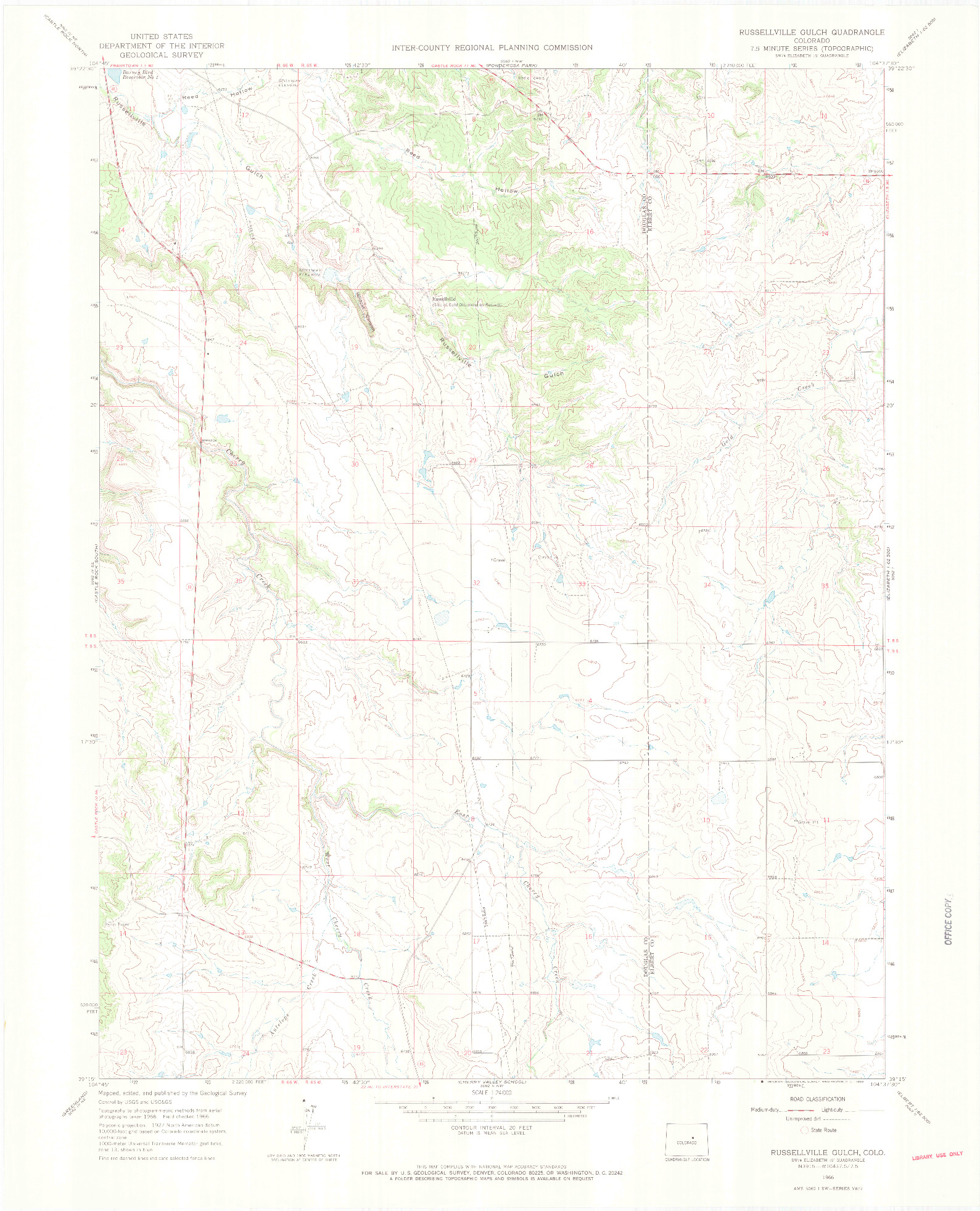 USGS 1:24000-SCALE QUADRANGLE FOR RUSSELLVILLE GULCH, CO 1966