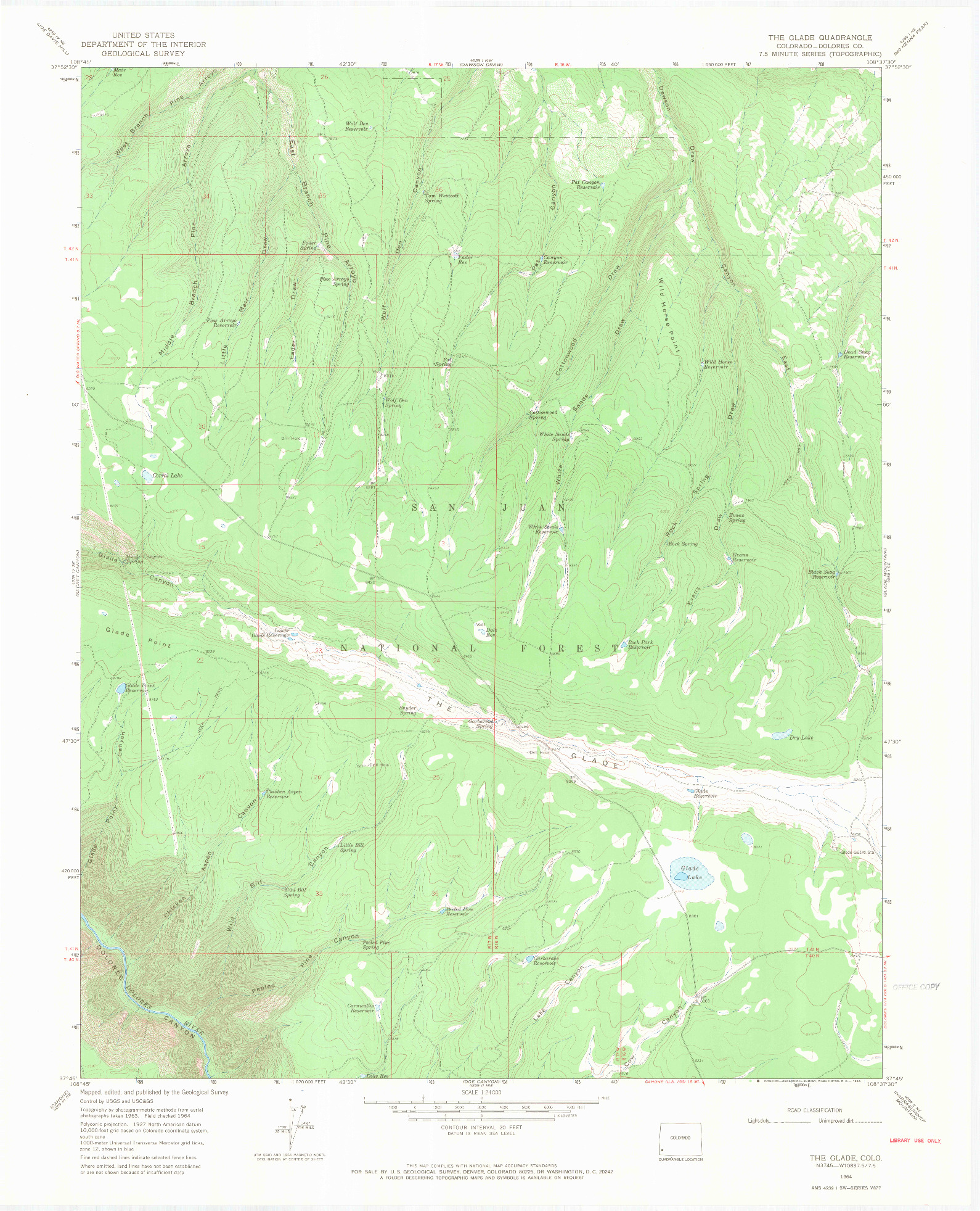 USGS 1:24000-SCALE QUADRANGLE FOR THE GLADE, CO 1964