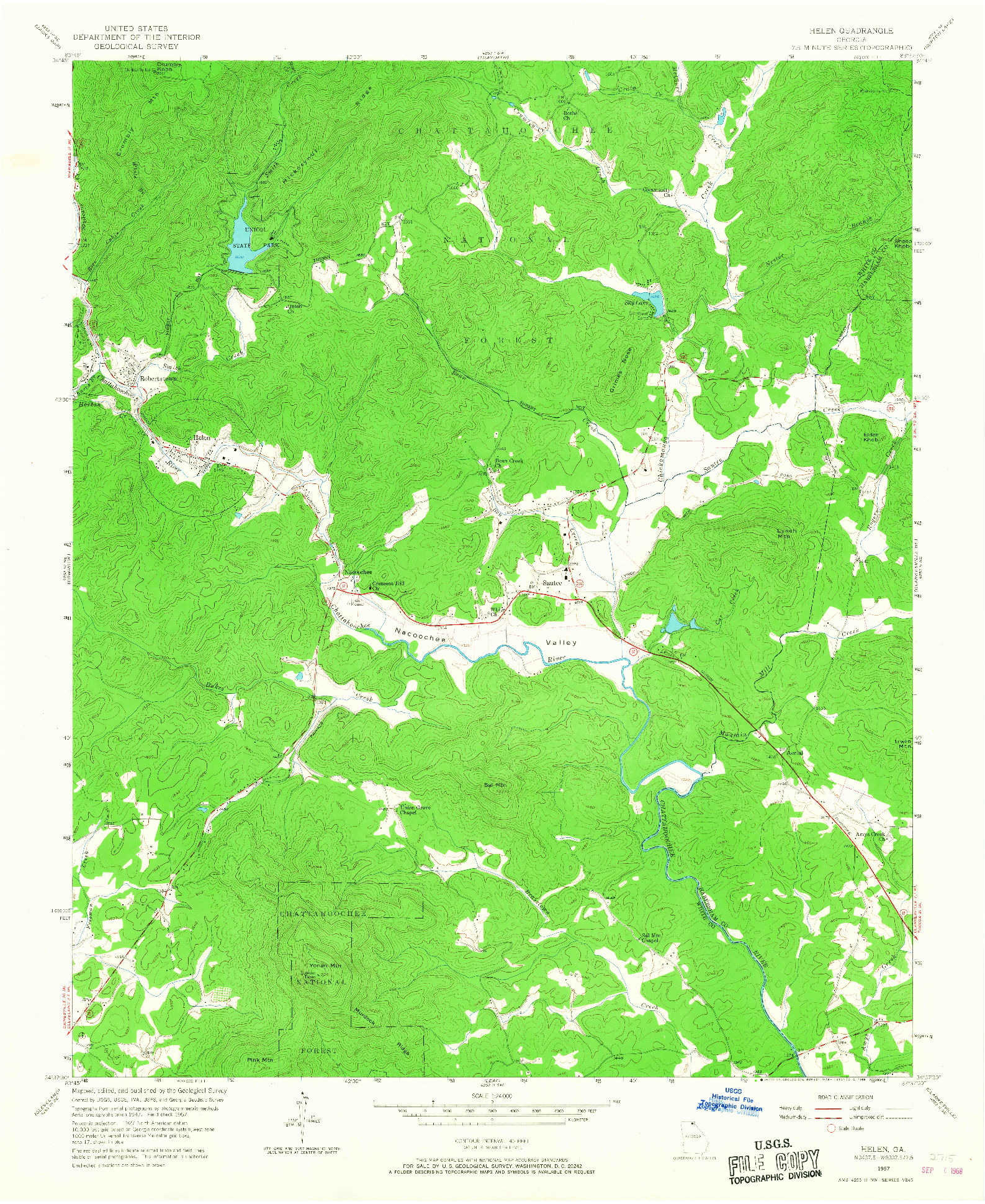 USGS 1:24000-SCALE QUADRANGLE FOR HELEN, GA 1957