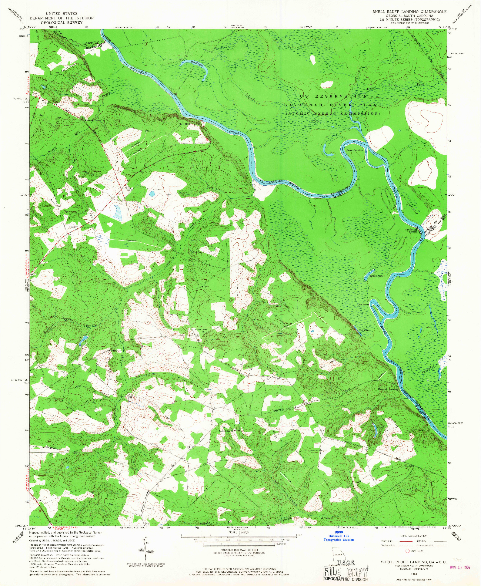 USGS 1:24000-SCALE QUADRANGLE FOR SHELL BLUFF LANDING, GA 1965