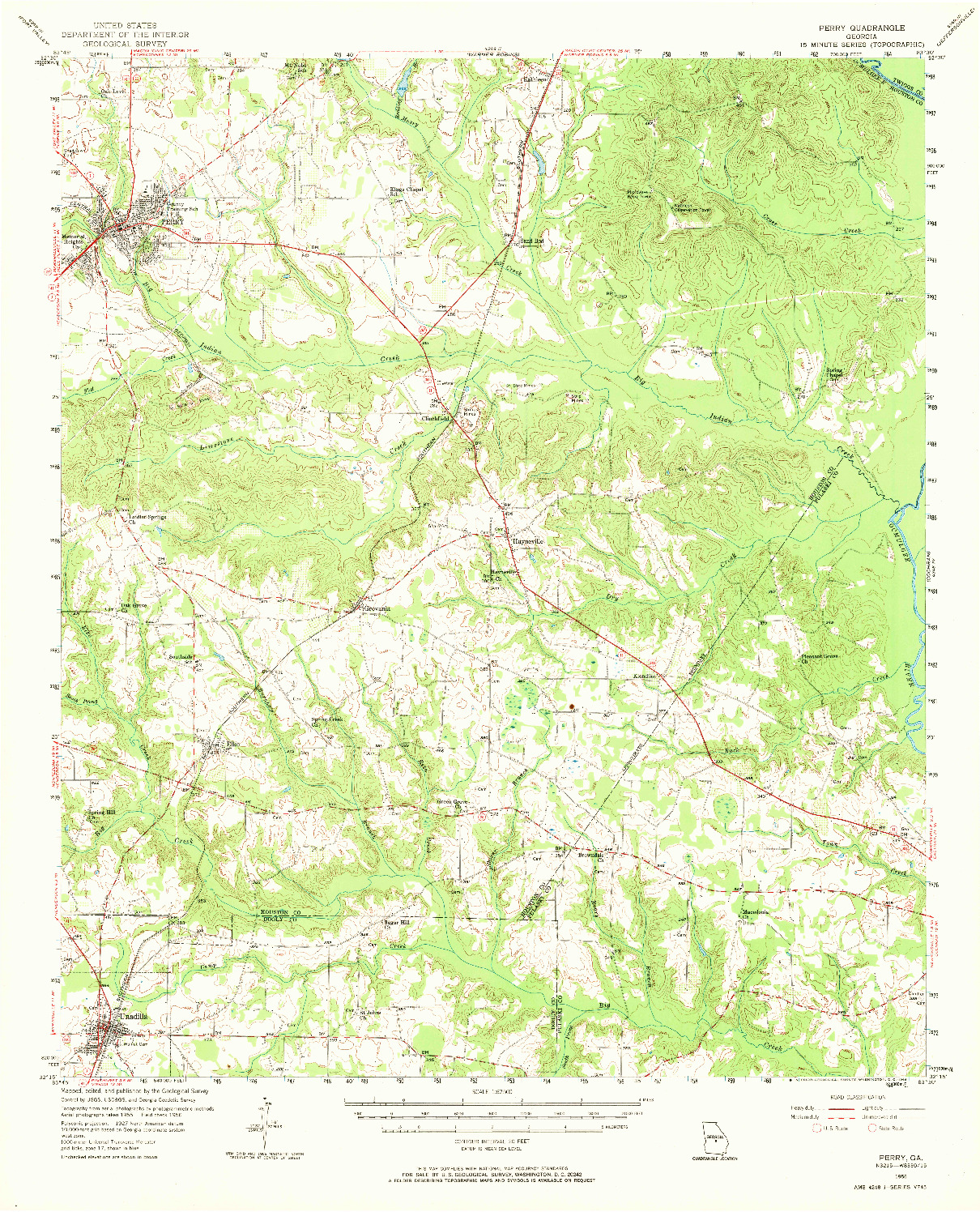 USGS 1:62500-SCALE QUADRANGLE FOR PERRY, GA 1956