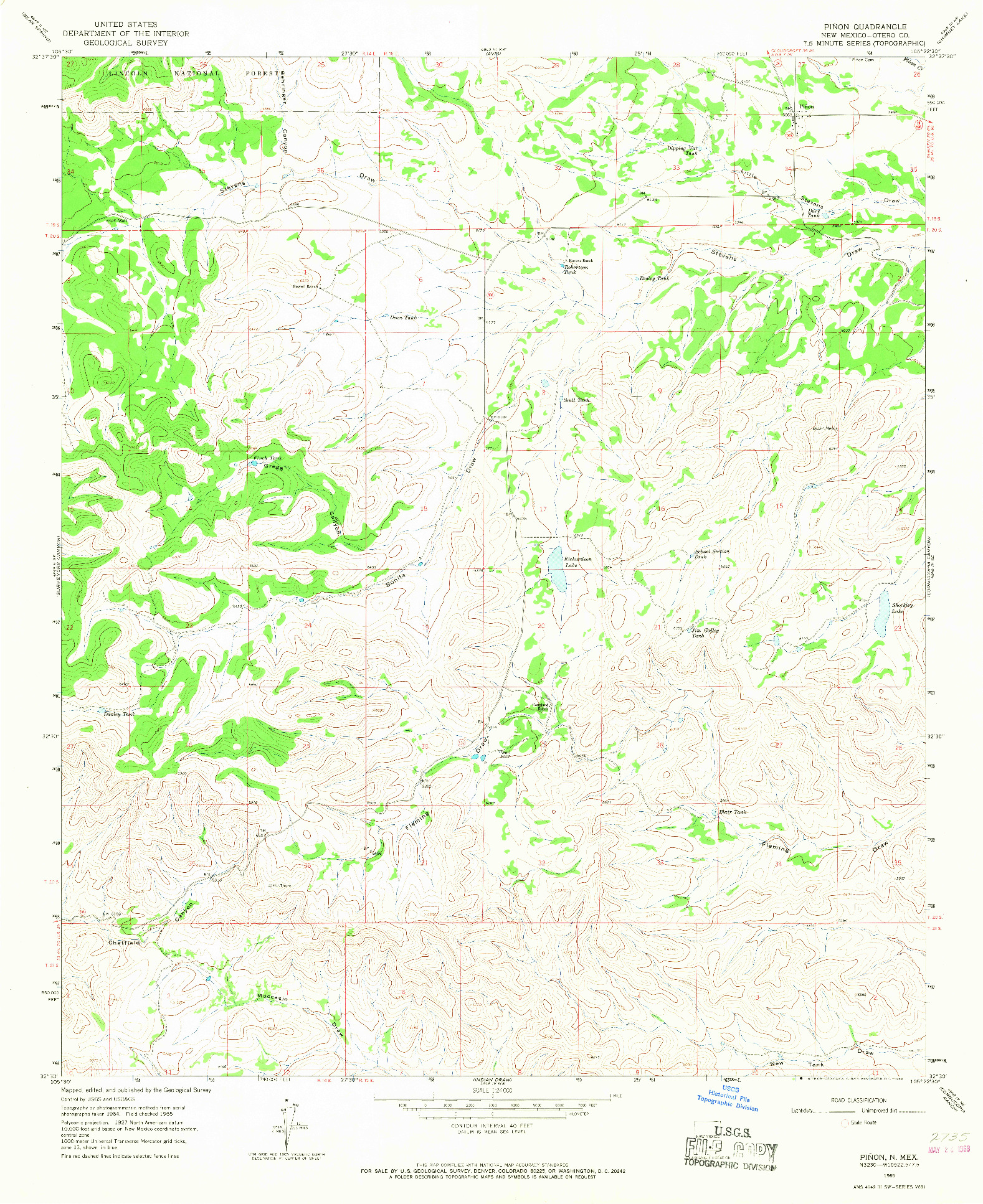 USGS 1:24000-SCALE QUADRANGLE FOR PINON, NM 1965