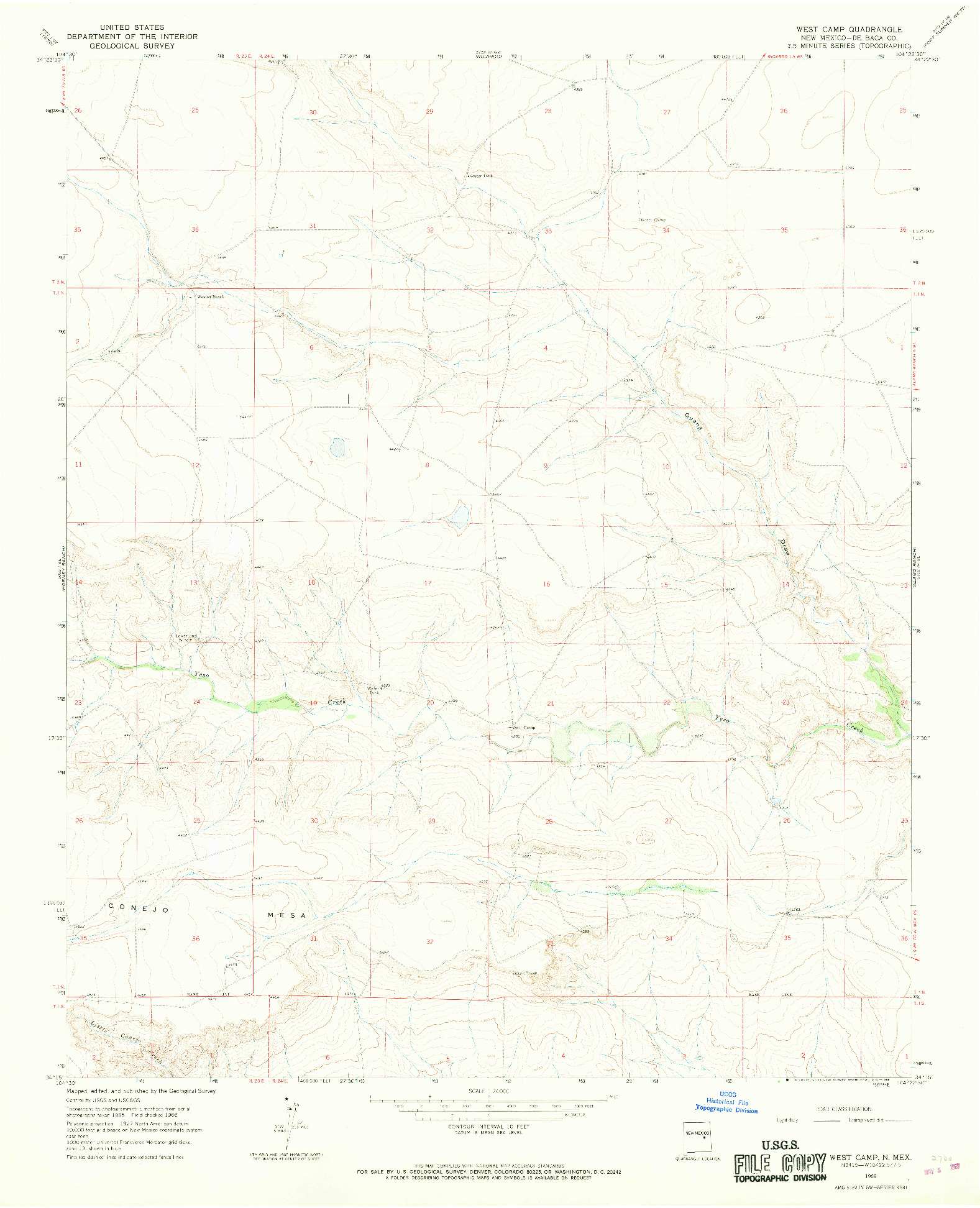 USGS 1:24000-SCALE QUADRANGLE FOR WEST CAMP, NM 1966