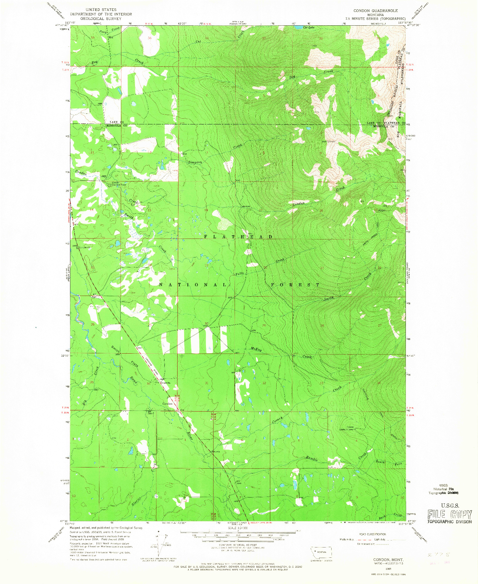 USGS 1:24000-SCALE QUADRANGLE FOR CONDON, MT 1965