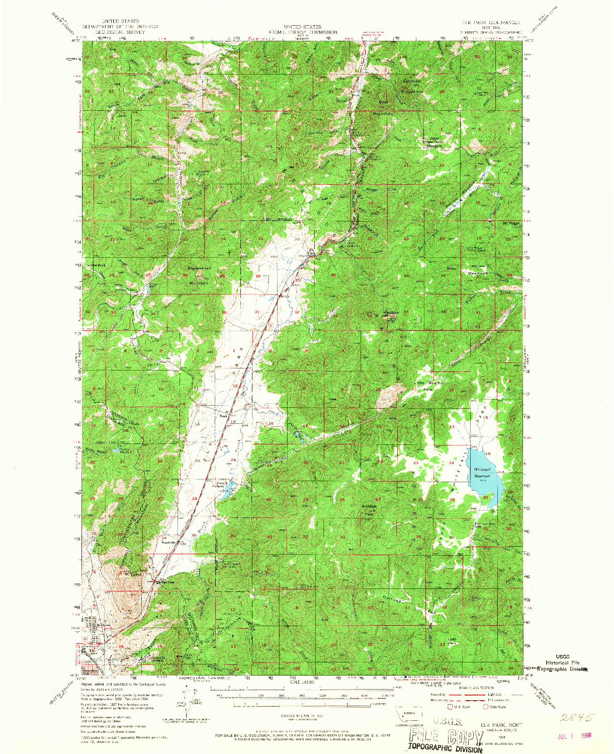 USGS 1:62500-SCALE QUADRANGLE FOR ELK PARK, MT 1954