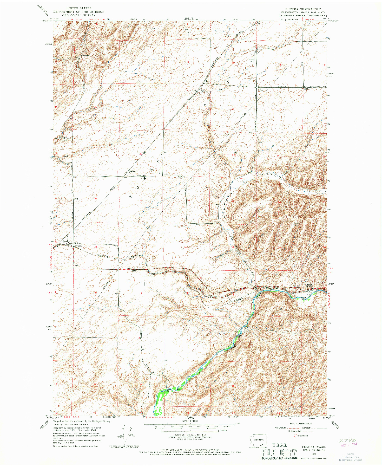 USGS 1:24000-SCALE QUADRANGLE FOR EUREKA, WA 1966