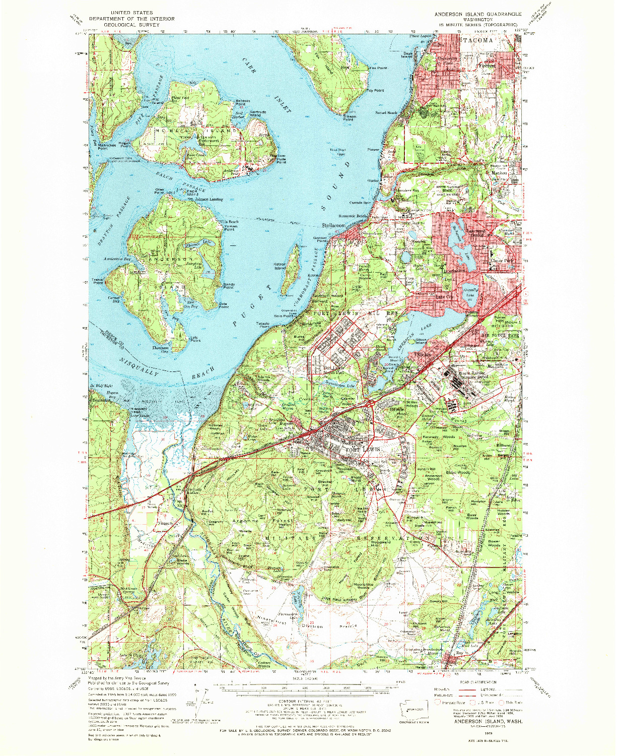 USGS 1:62500-SCALE QUADRANGLE FOR ANDERSON ISLAND, WA 1959