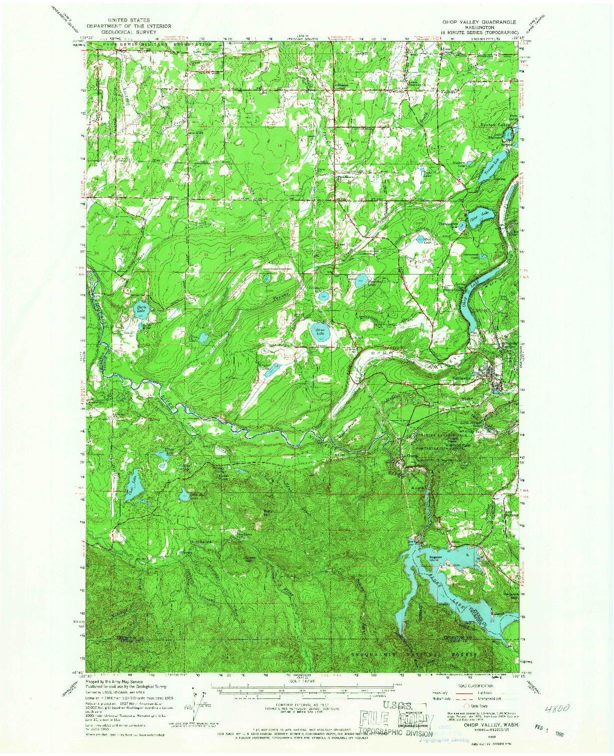 USGS 1:62500-SCALE QUADRANGLE FOR OHOP VALLEY, WA 1959
