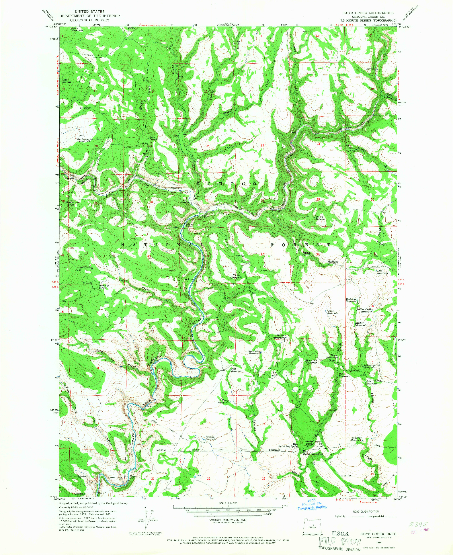 USGS 1:24000-SCALE QUADRANGLE FOR KEYS CREEK, OR 1966