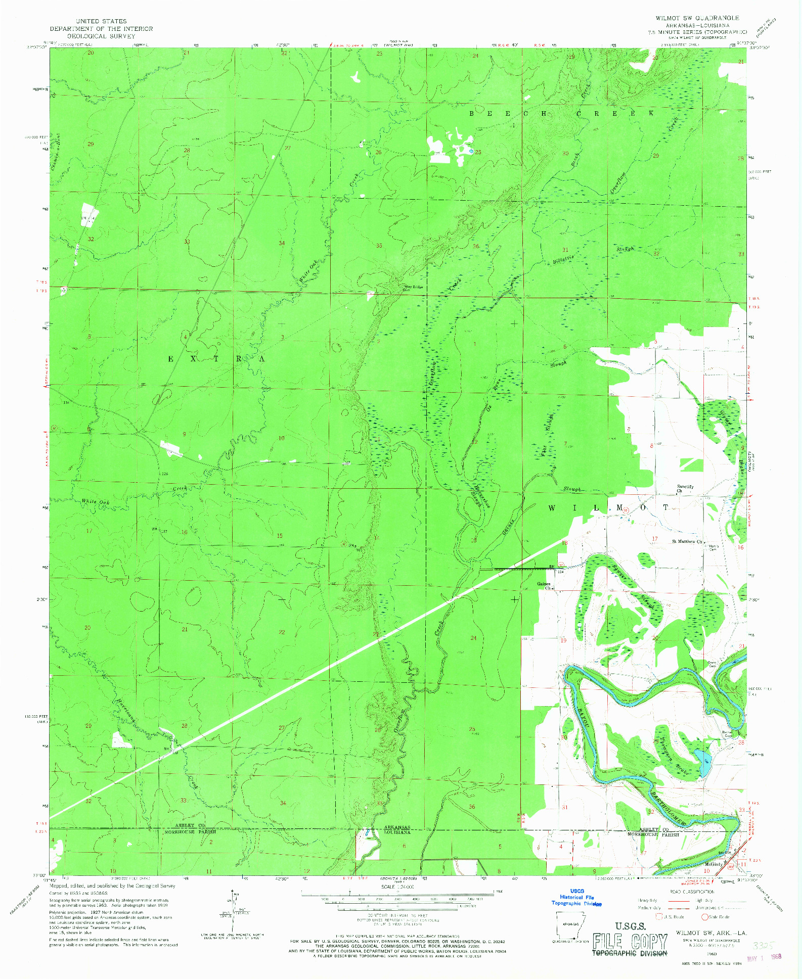 USGS 1:24000-SCALE QUADRANGLE FOR WILMOT SW, AR 1960