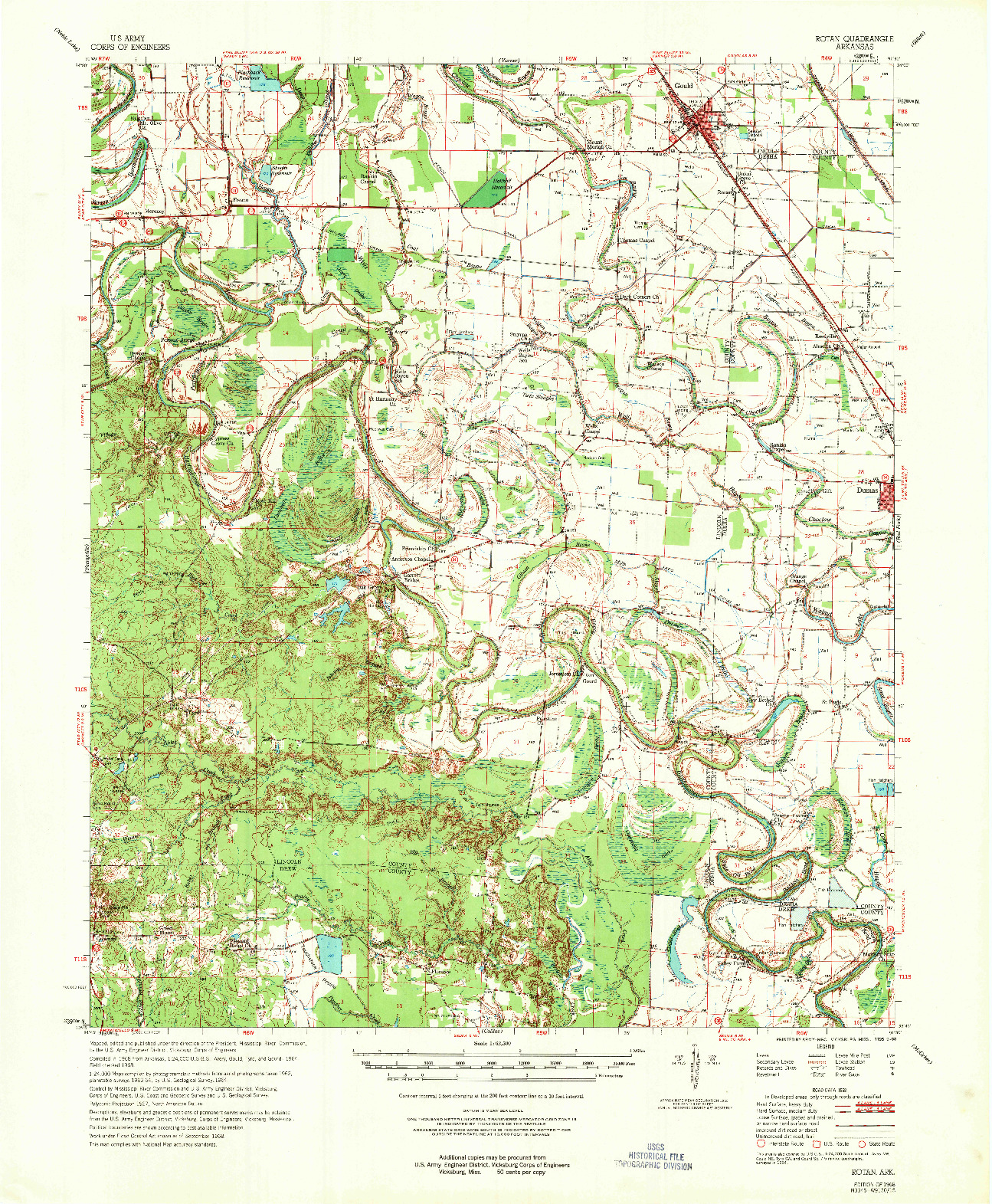 USGS 1:62500-SCALE QUADRANGLE FOR ROTAN, AR 1968