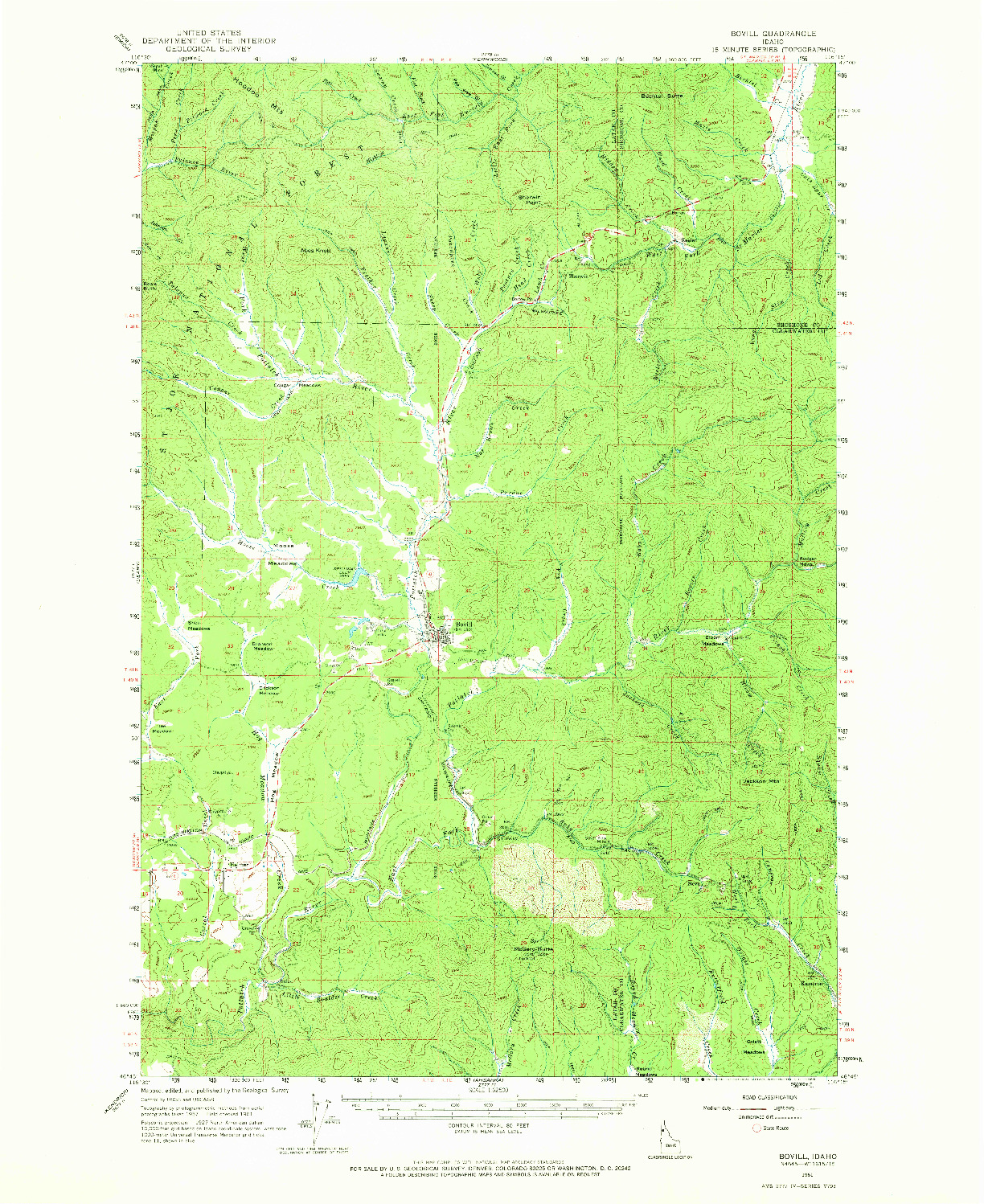 USGS 1:62500-SCALE QUADRANGLE FOR BOVILL, ID 1961