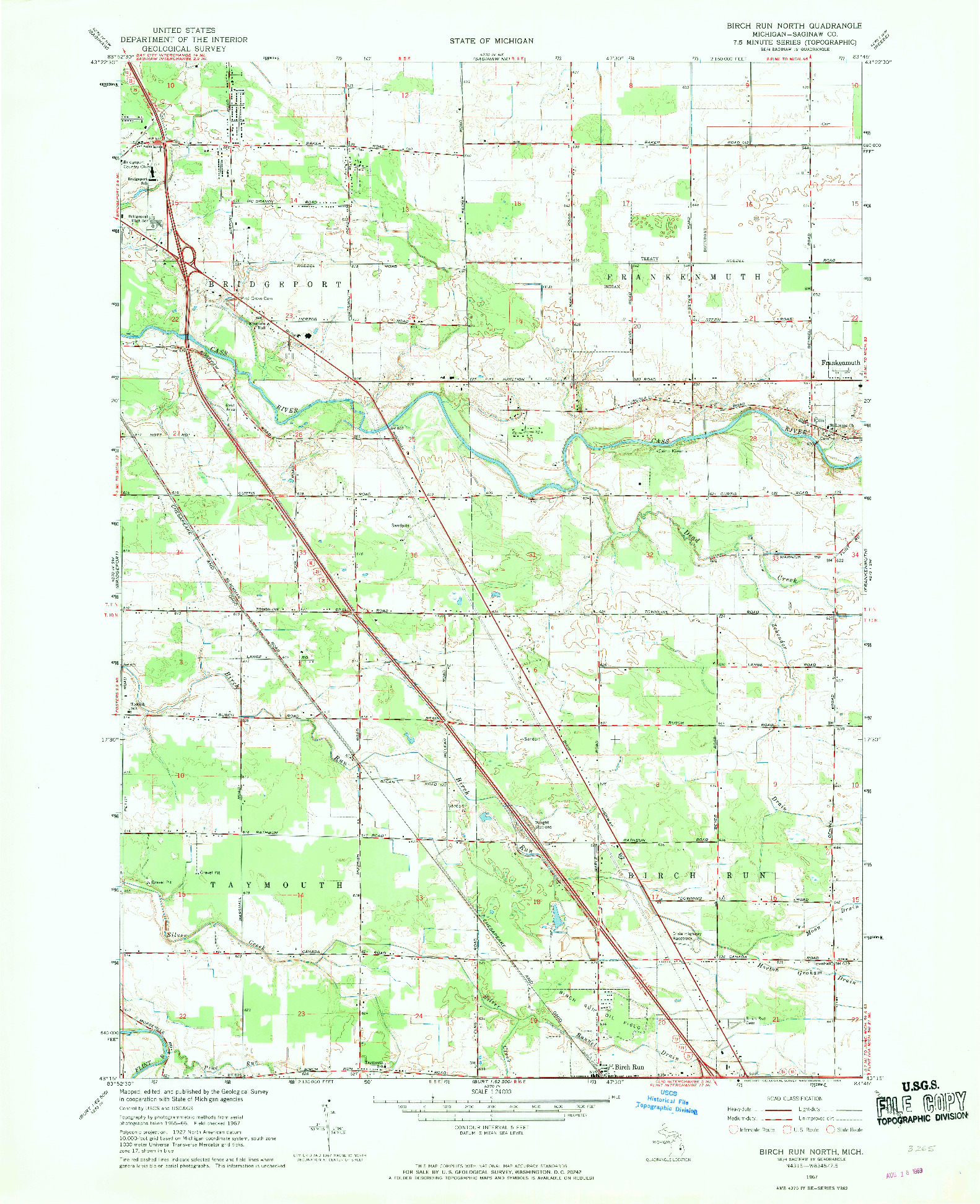 USGS 1:24000-SCALE QUADRANGLE FOR BIRCH RUN NORTH, MI 1967