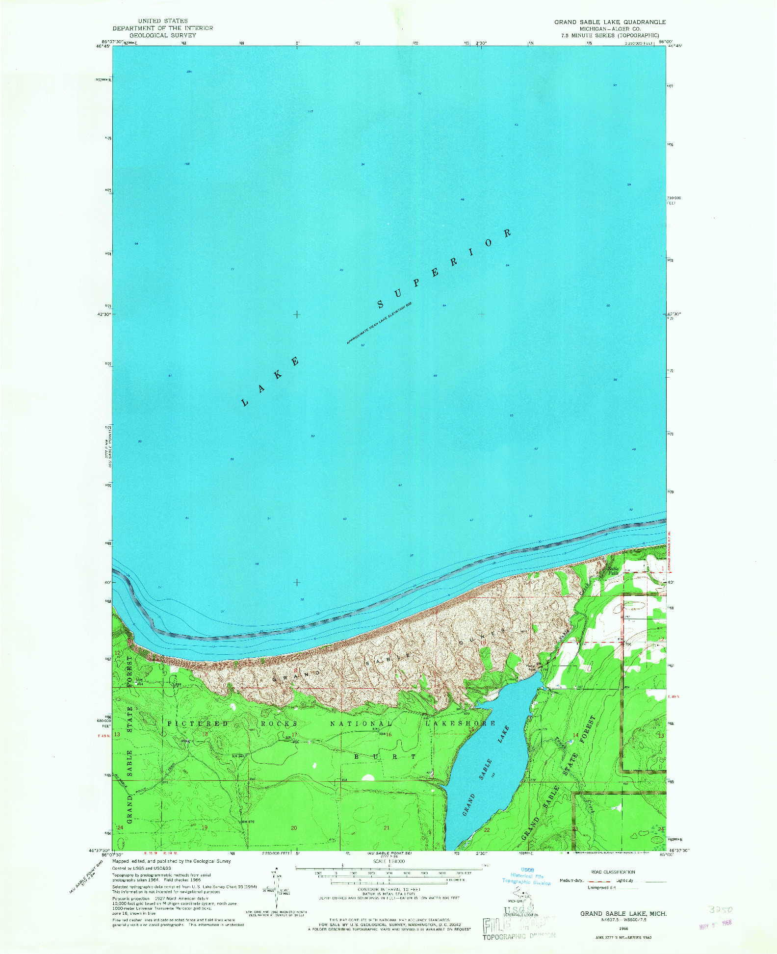 USGS 1:24000-SCALE QUADRANGLE FOR GRAND SABLE LAKE, MI 1966