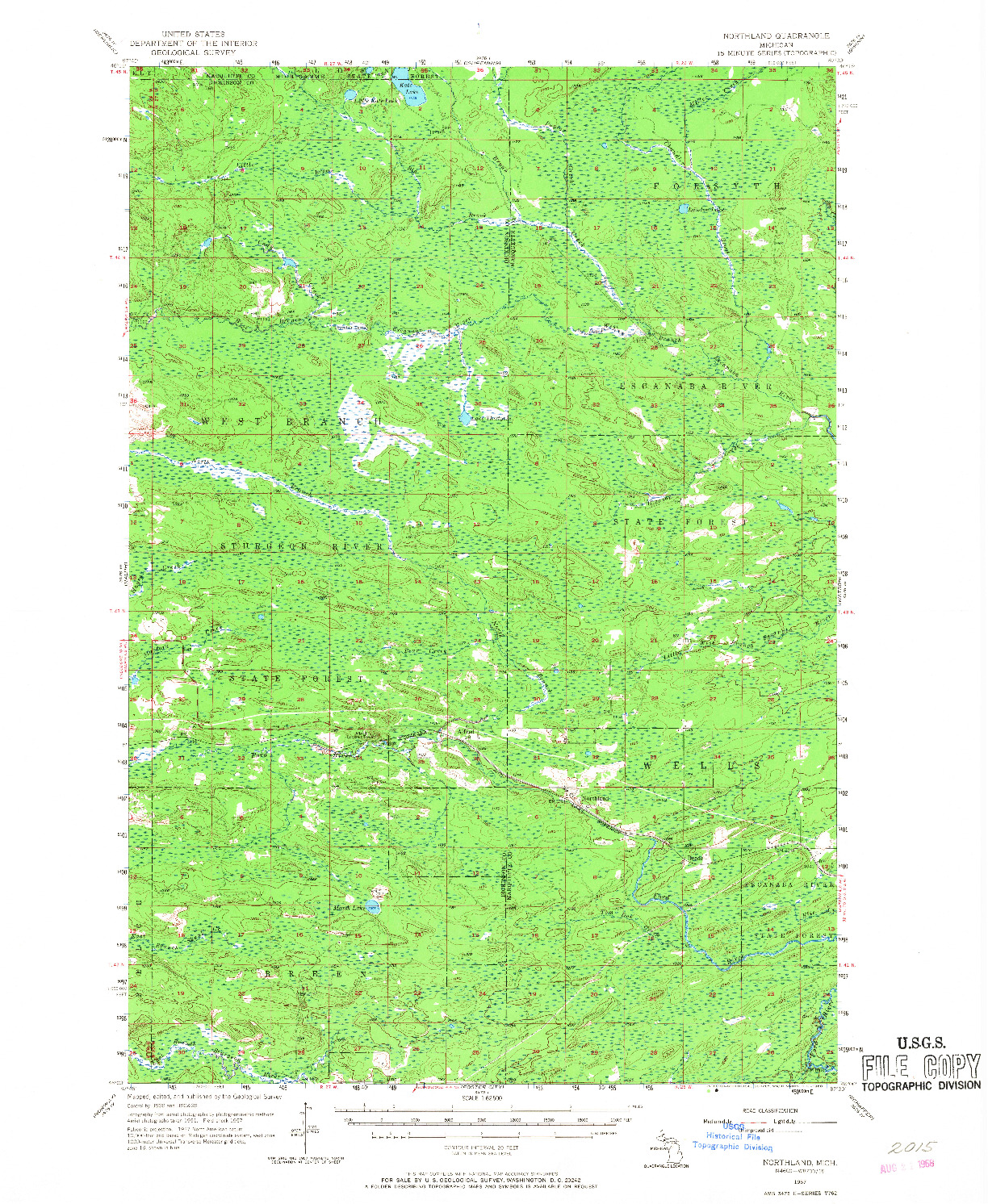 USGS 1:62500-SCALE QUADRANGLE FOR NORTHLAND, MI 1957