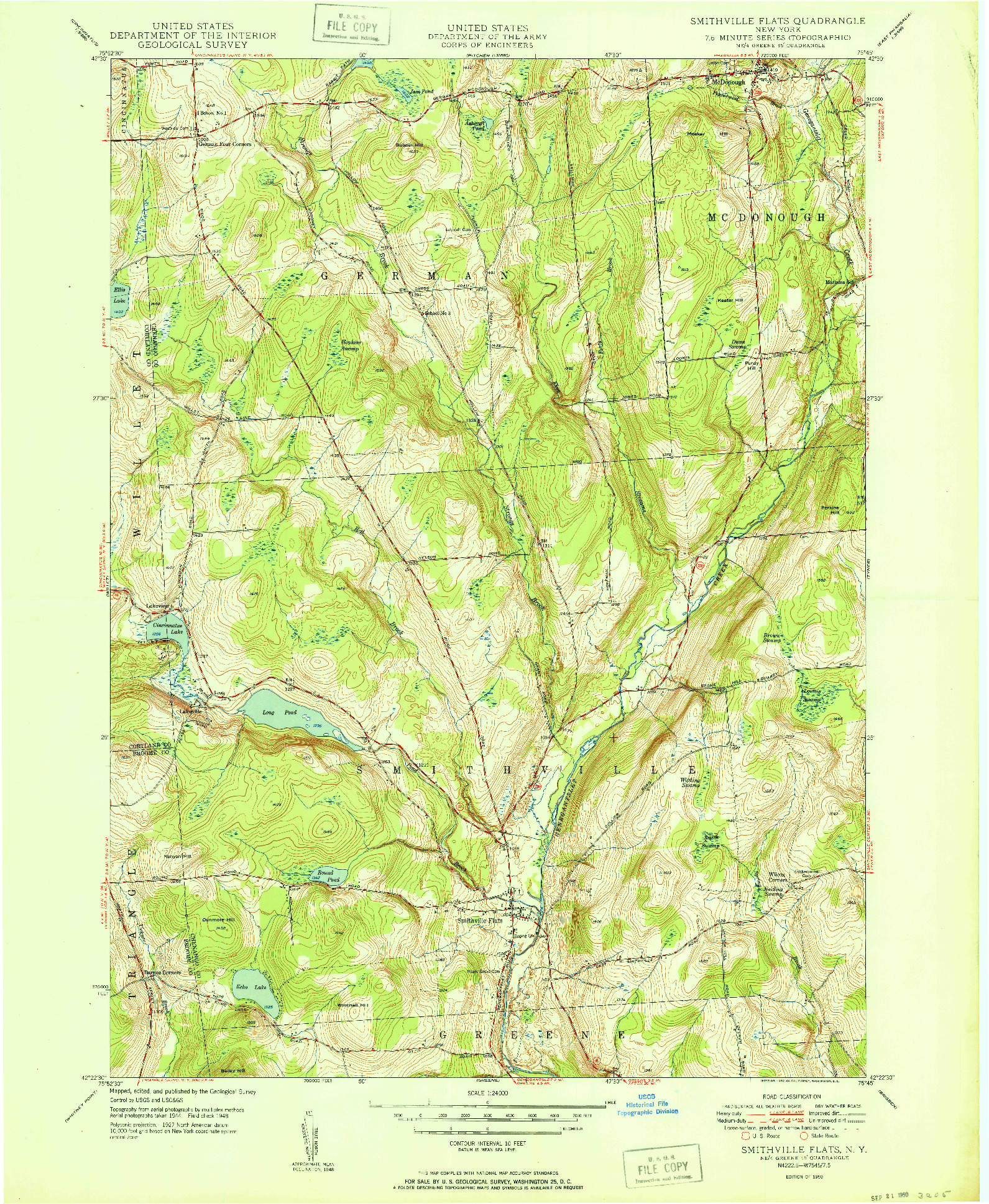 USGS 1:24000-SCALE QUADRANGLE FOR SMITHVILLE FLATS, NY 1948
