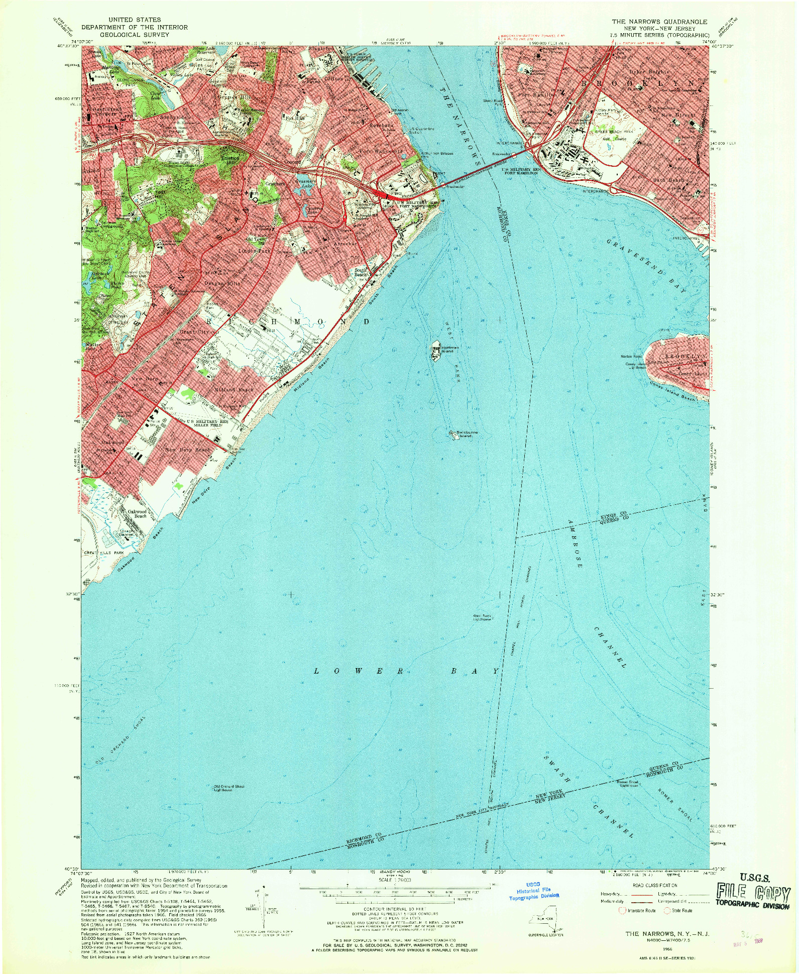 USGS 1:24000-SCALE QUADRANGLE FOR THE NARROWS, NY 1966