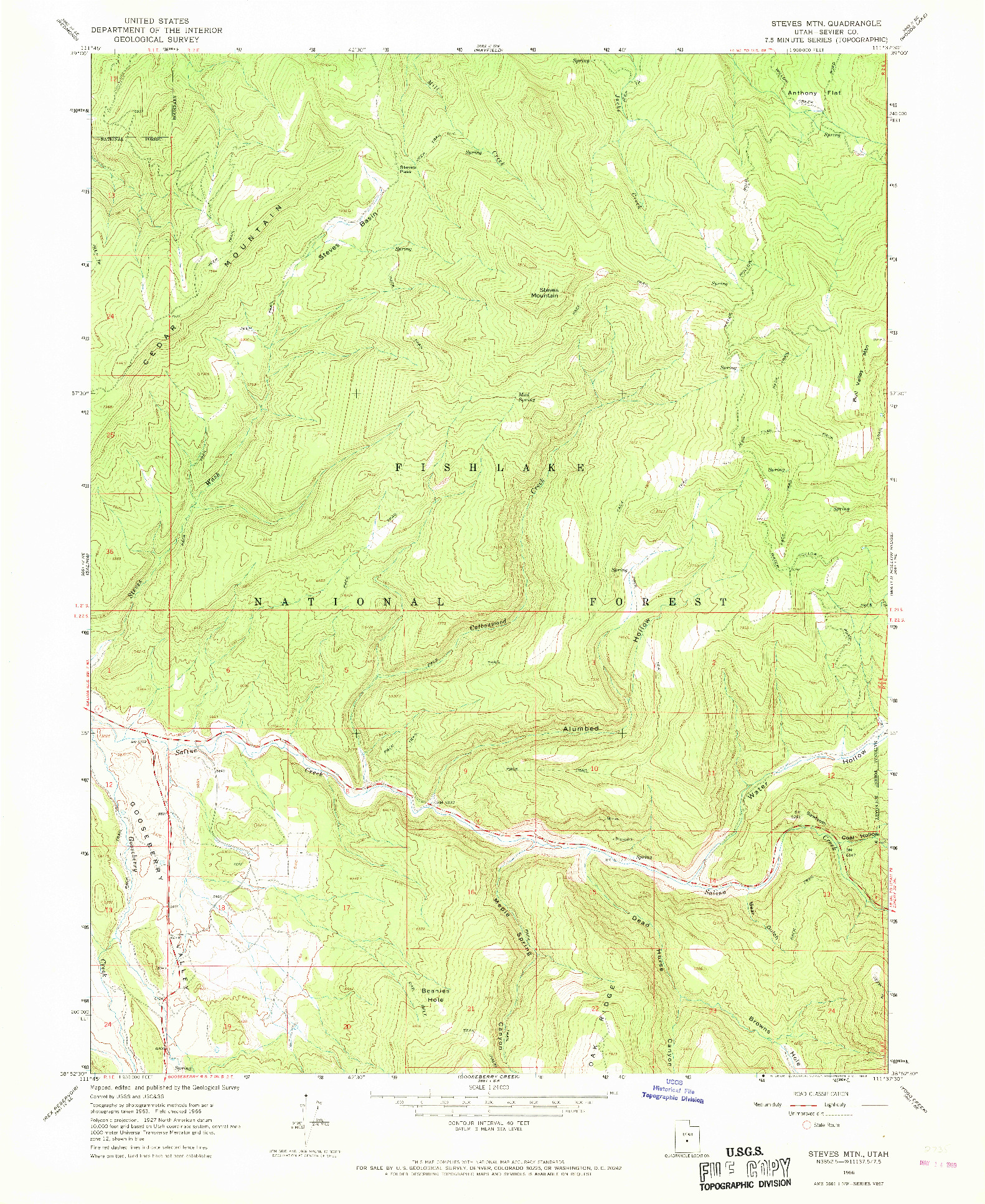 USGS 1:24000-SCALE QUADRANGLE FOR STEVES MTN, UT 1966