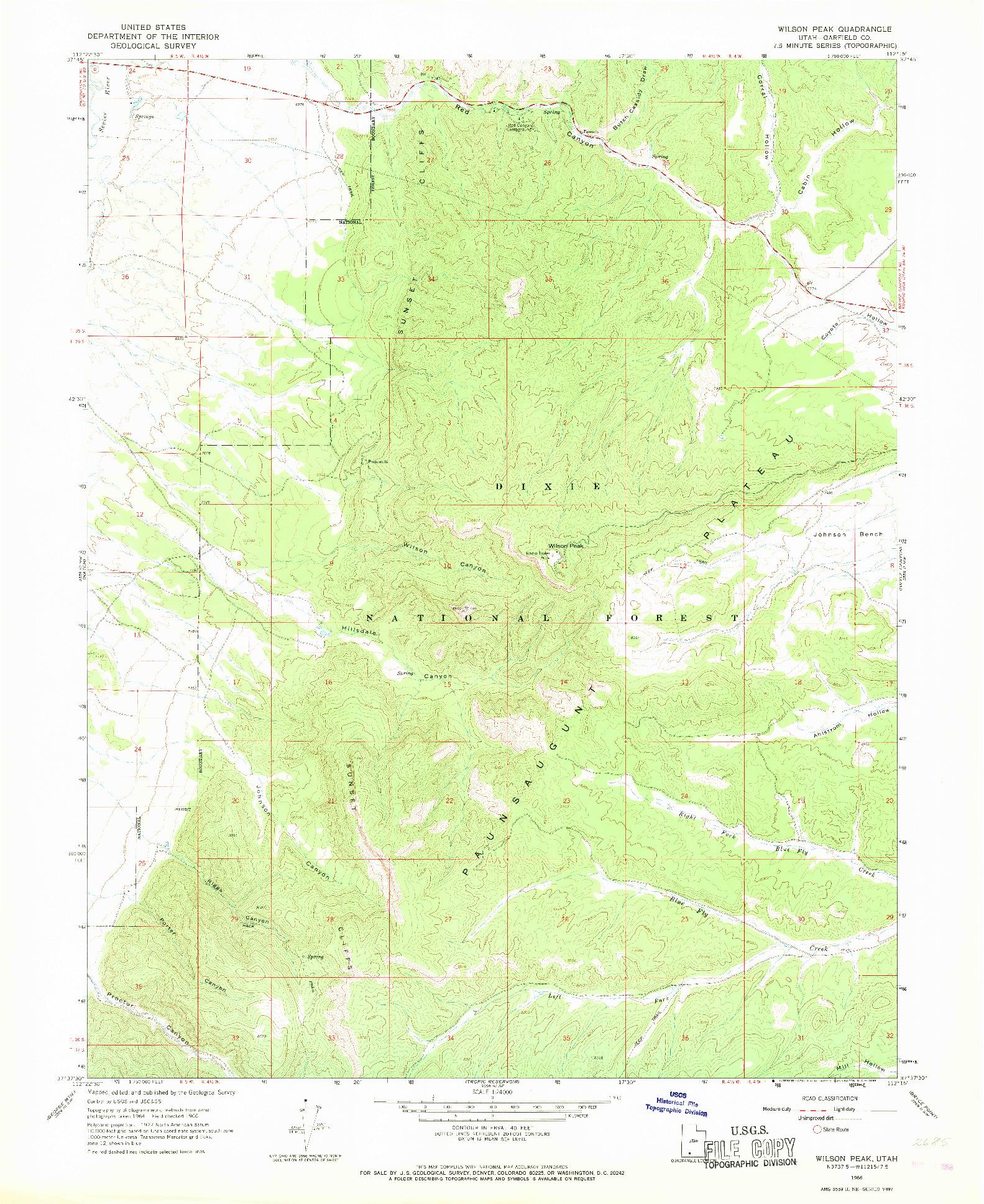 USGS 1:24000-SCALE QUADRANGLE FOR WILSON PEAK, UT 1966