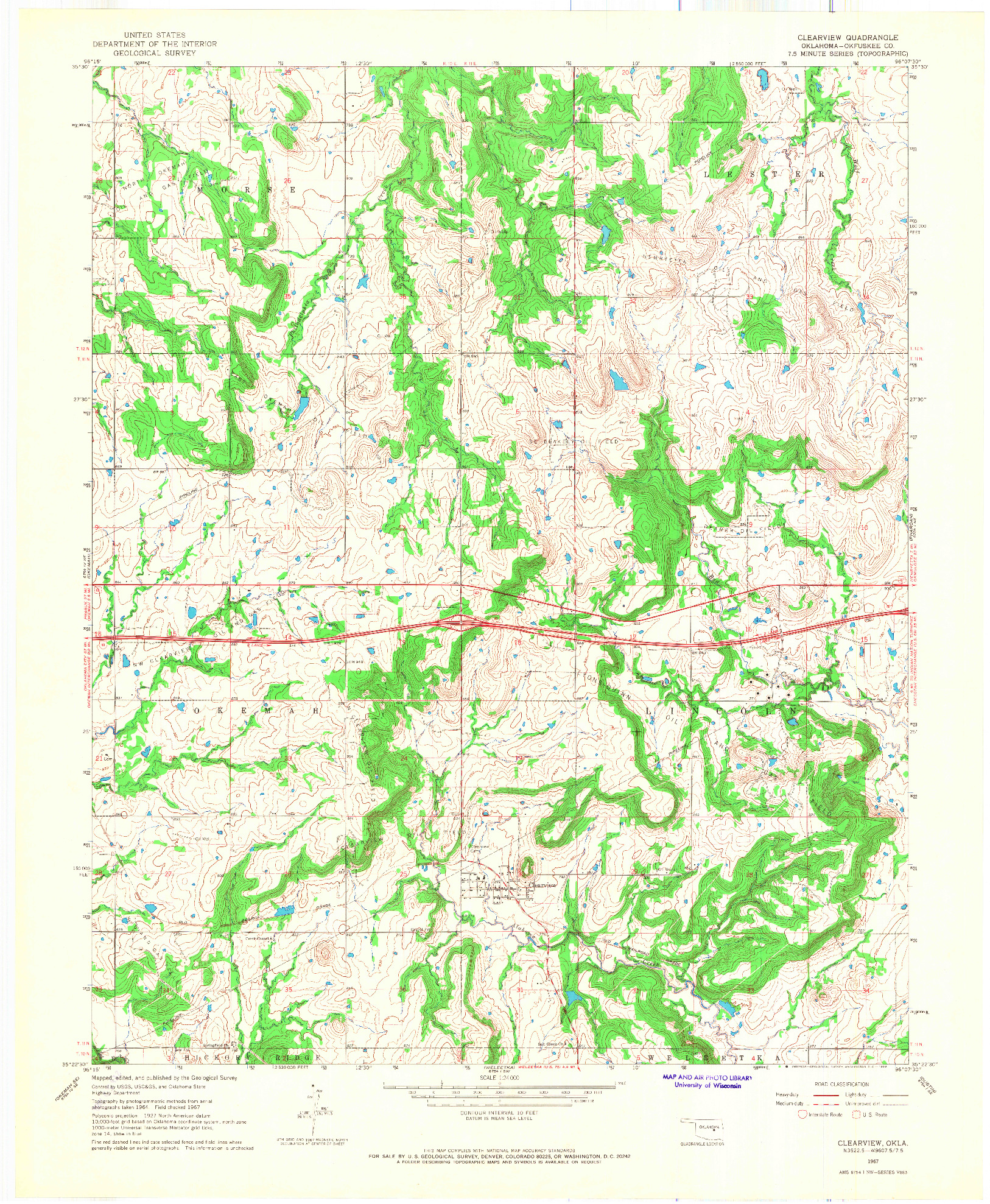 USGS 1:24000-SCALE QUADRANGLE FOR CLEARVIEW, OK 1967