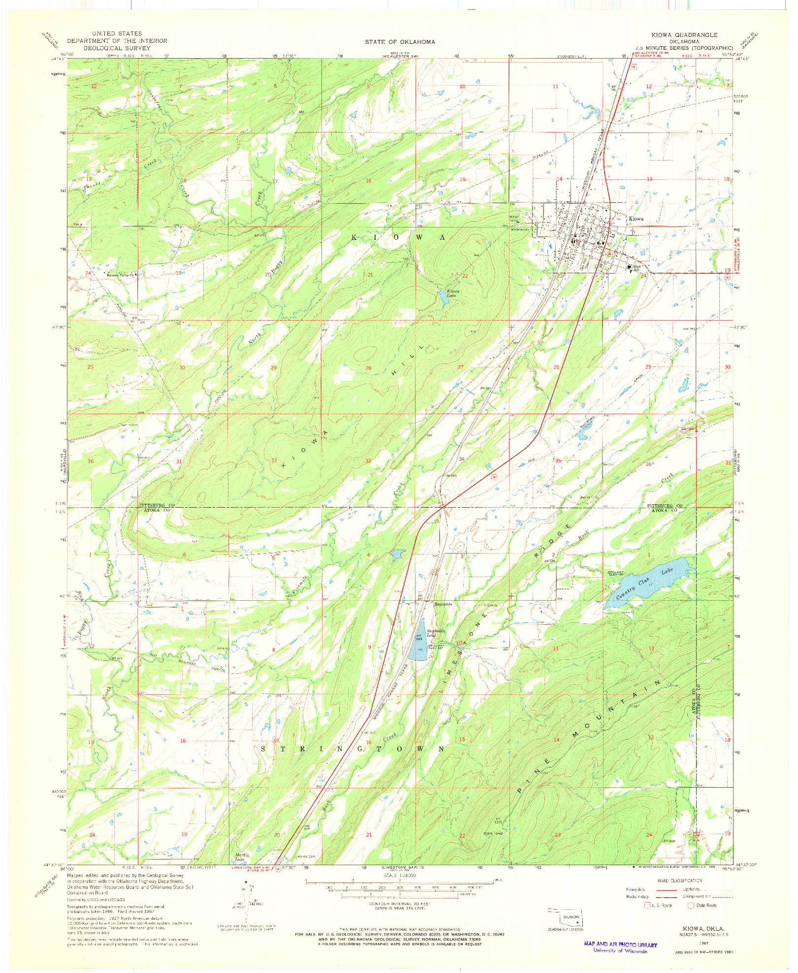 USGS 1:24000-SCALE QUADRANGLE FOR KIOWA, OK 1967