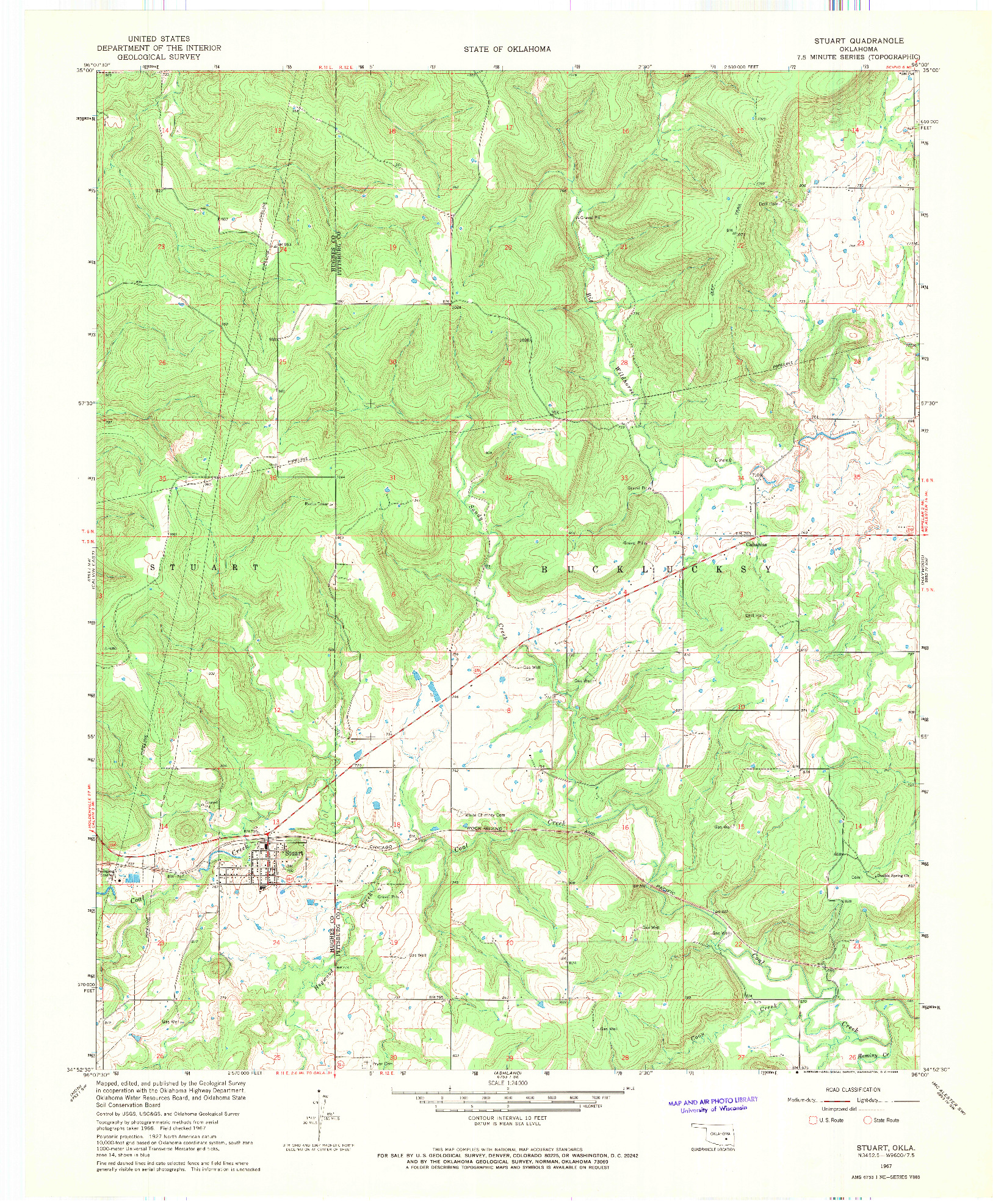 USGS 1:24000-SCALE QUADRANGLE FOR STUART, OK 1967