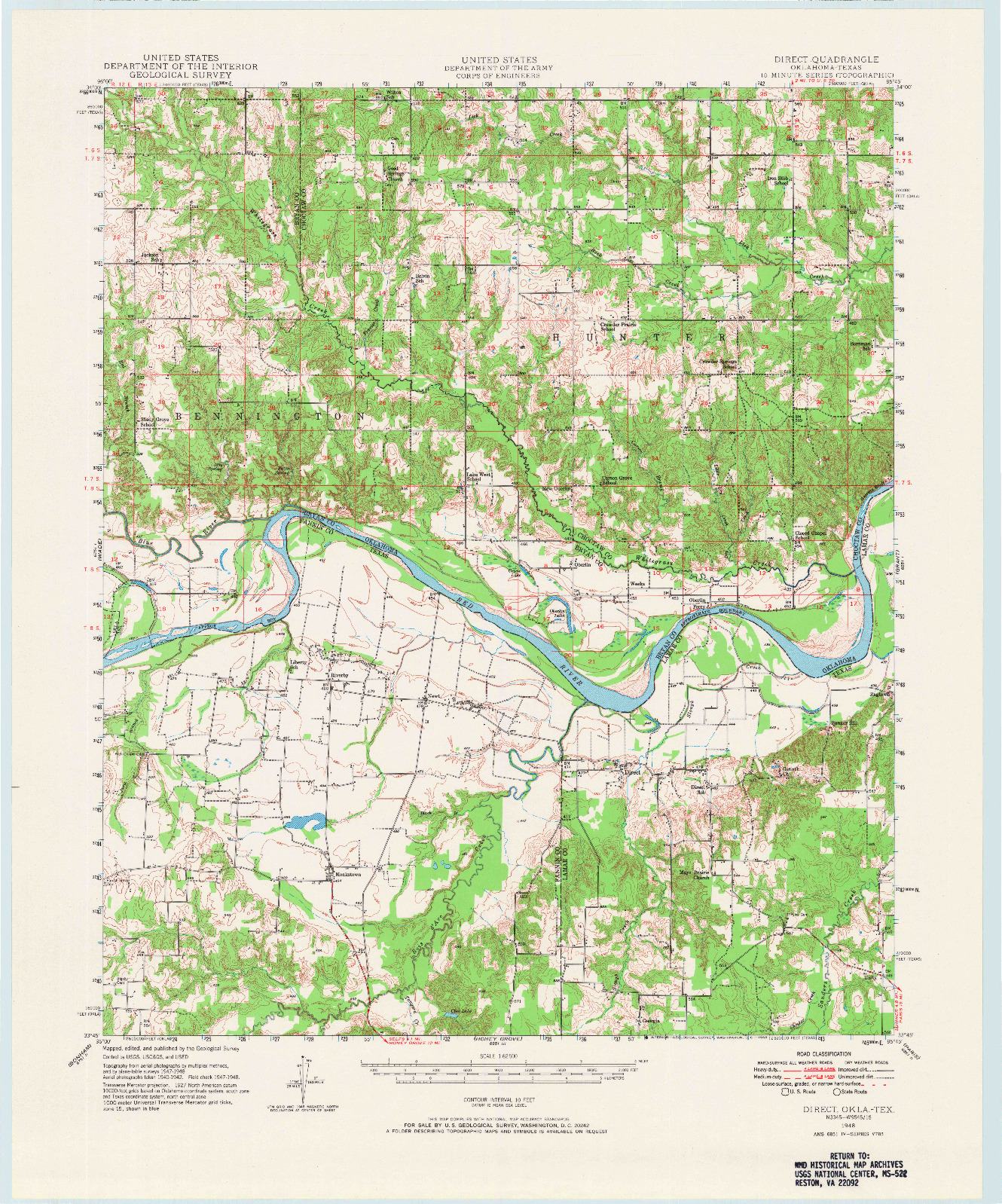 USGS 1:62500-SCALE QUADRANGLE FOR DIRECT, OK 1948